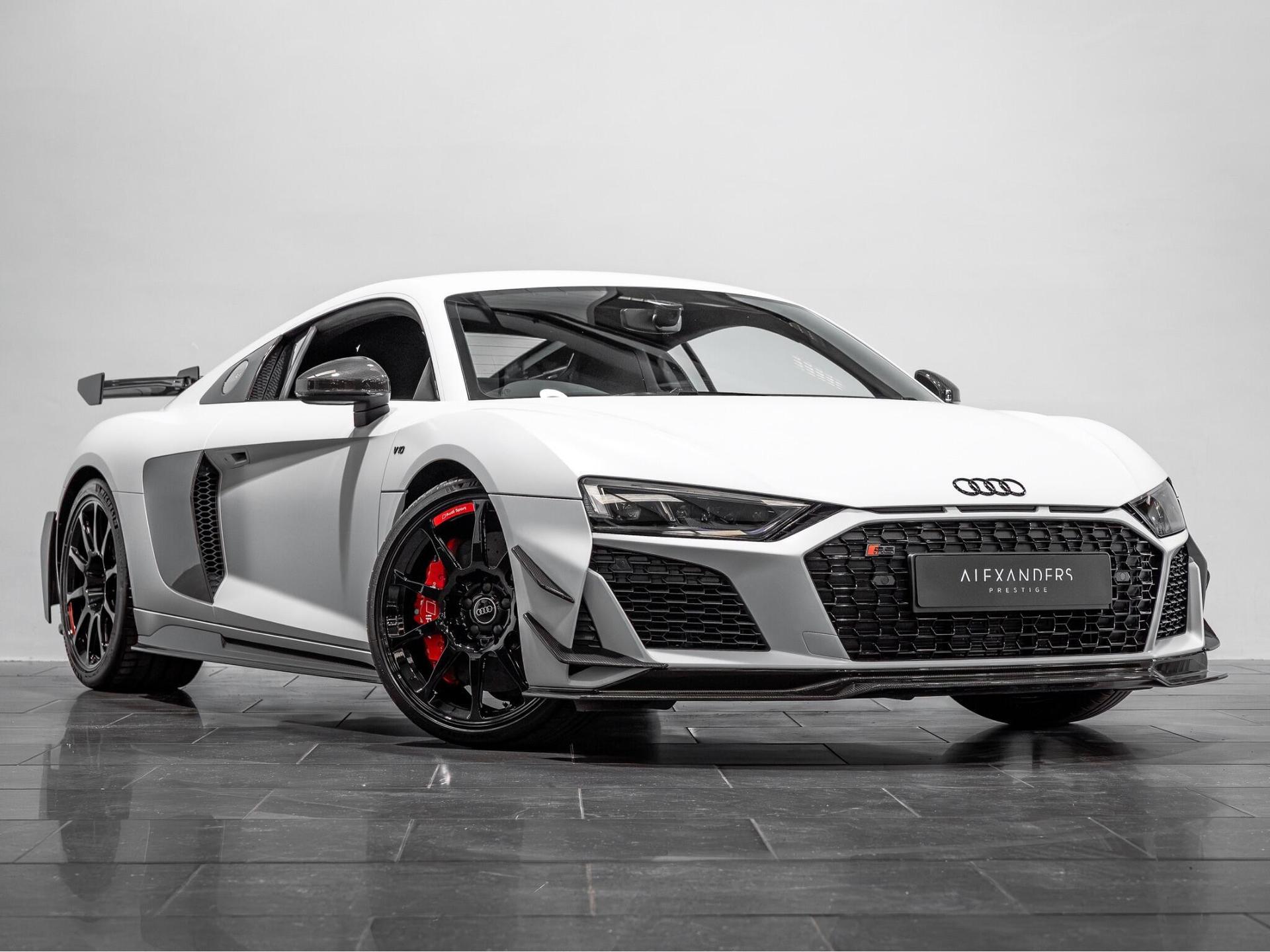An exterior shot of the front right on a 2023 Audi R8