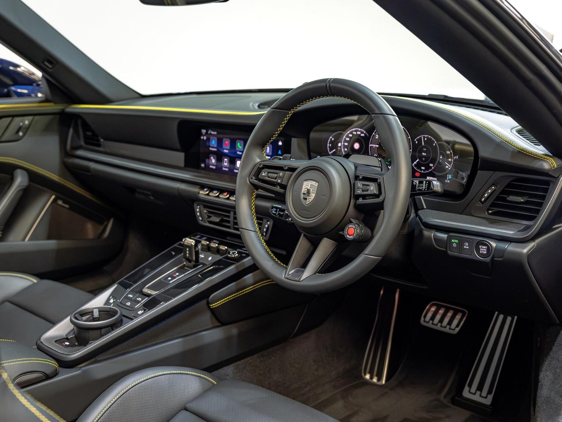 An interior shot of the interior front on a 2026 Porsche 911