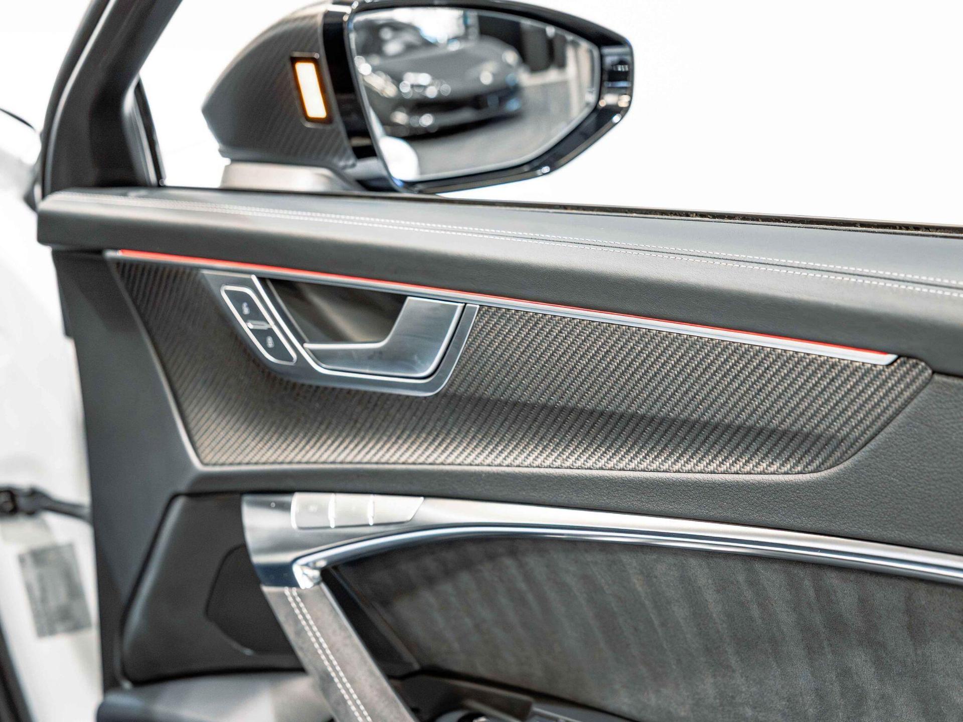 An interior shot of the door interior on a 2024 Audi RS6 Avant