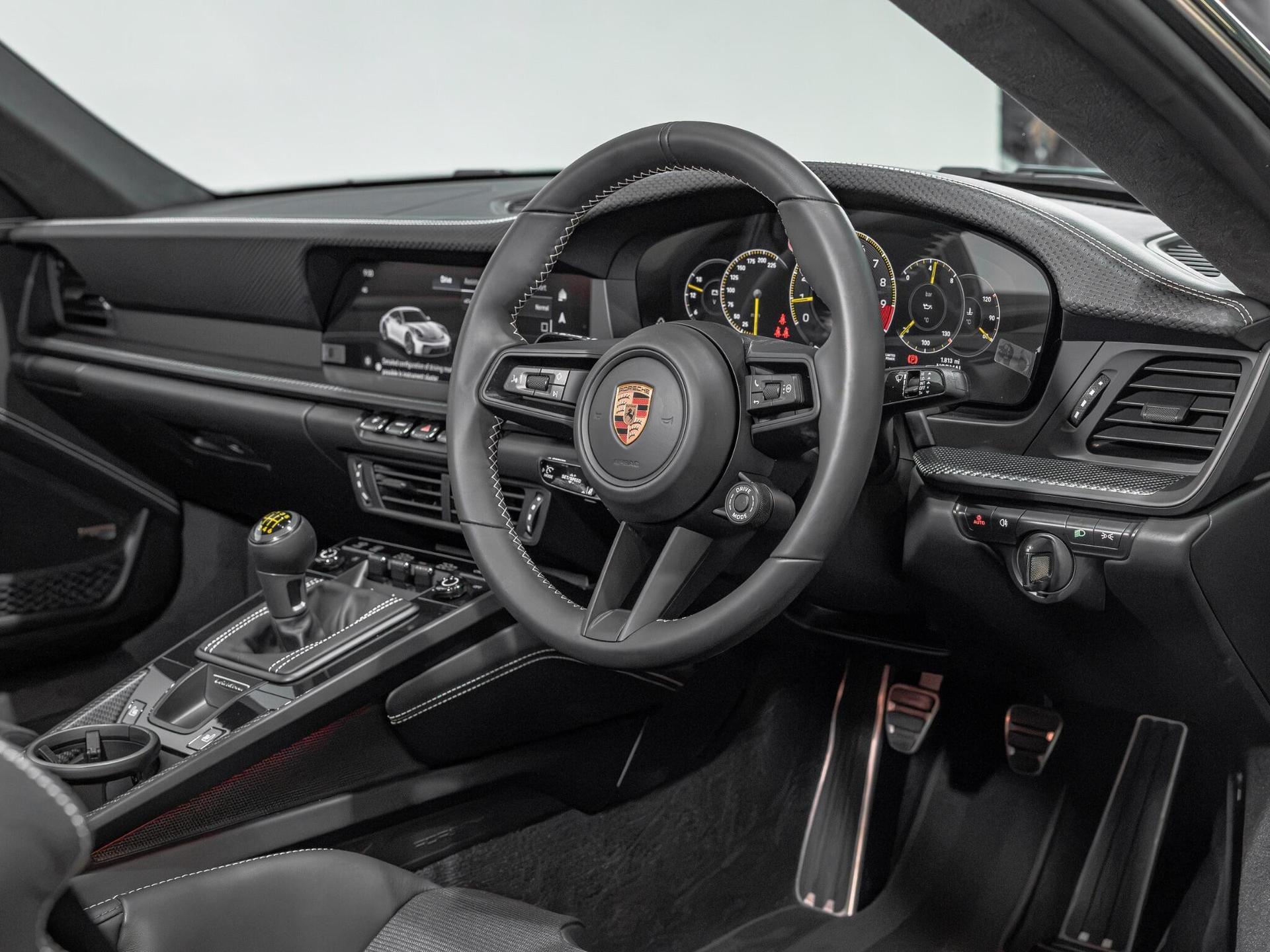 An interior shot of the interior front on a 2025 Porsche 911