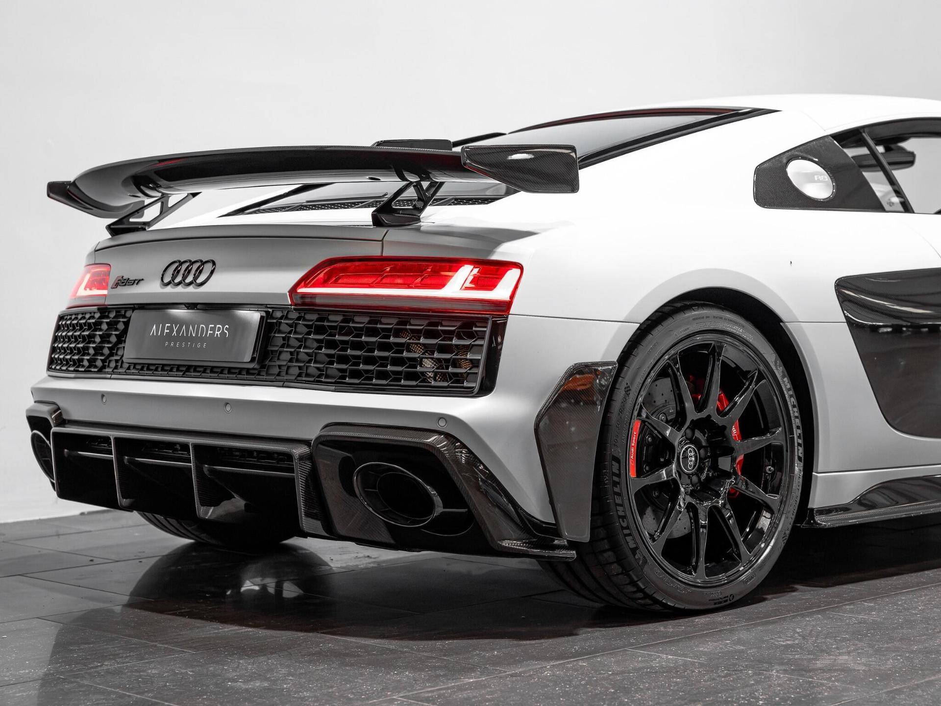 An exterior shot of the rear right on a 2023 Audi R8