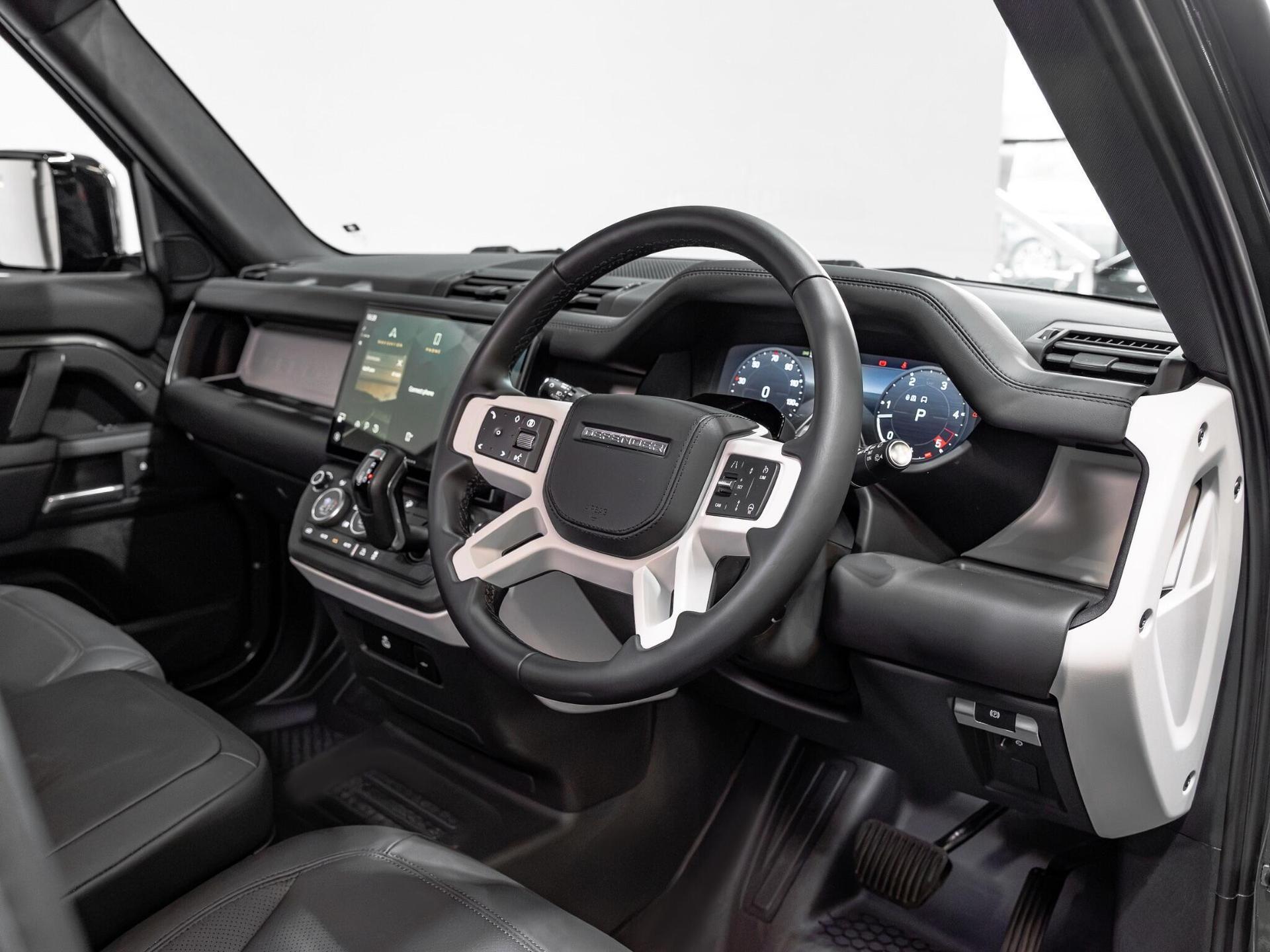 An interior shot of the interior front on a 2026 Land Rover Defender 110