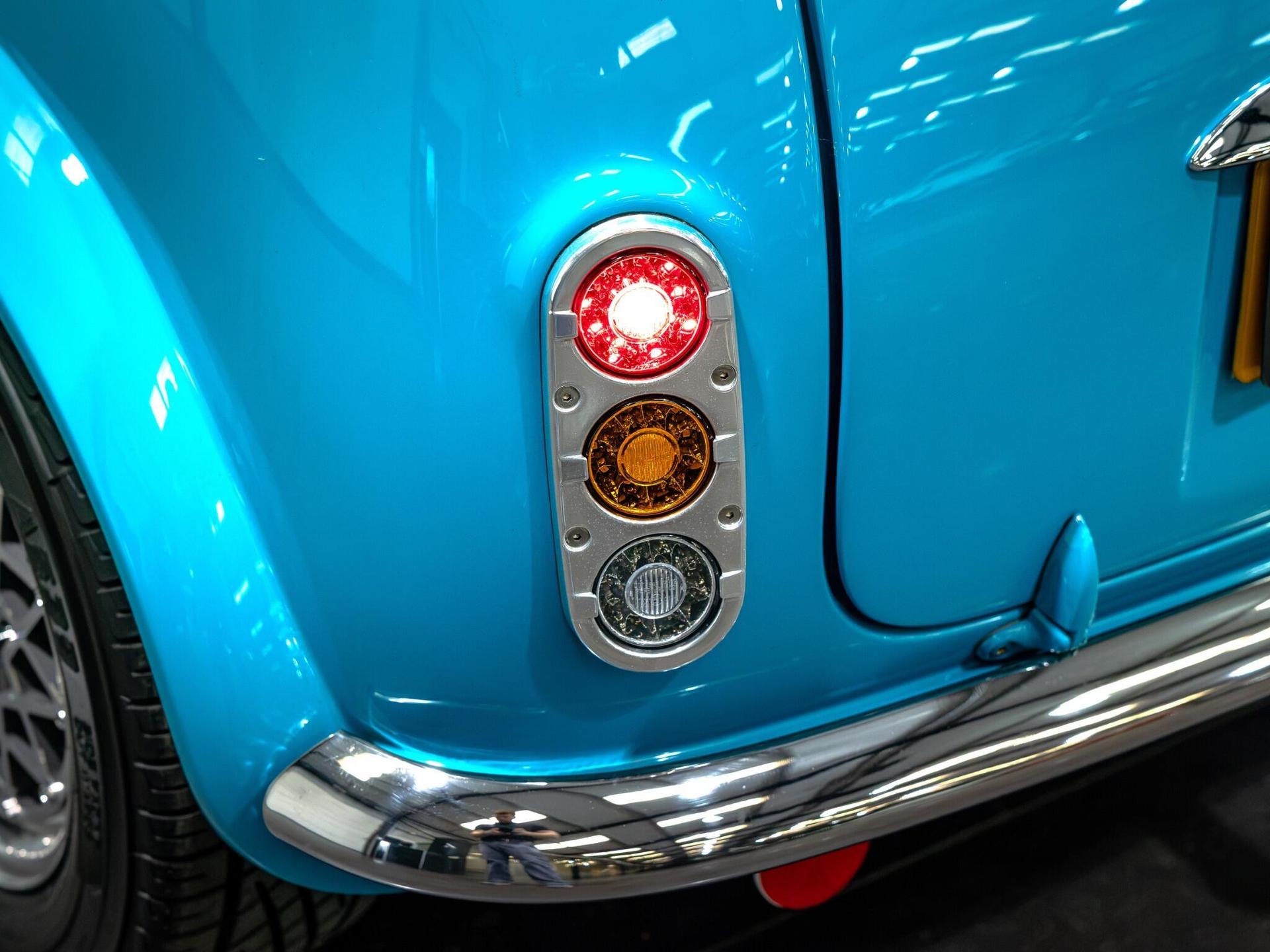 An exterior shot of the badge exterior on a 1997 Rover Mini