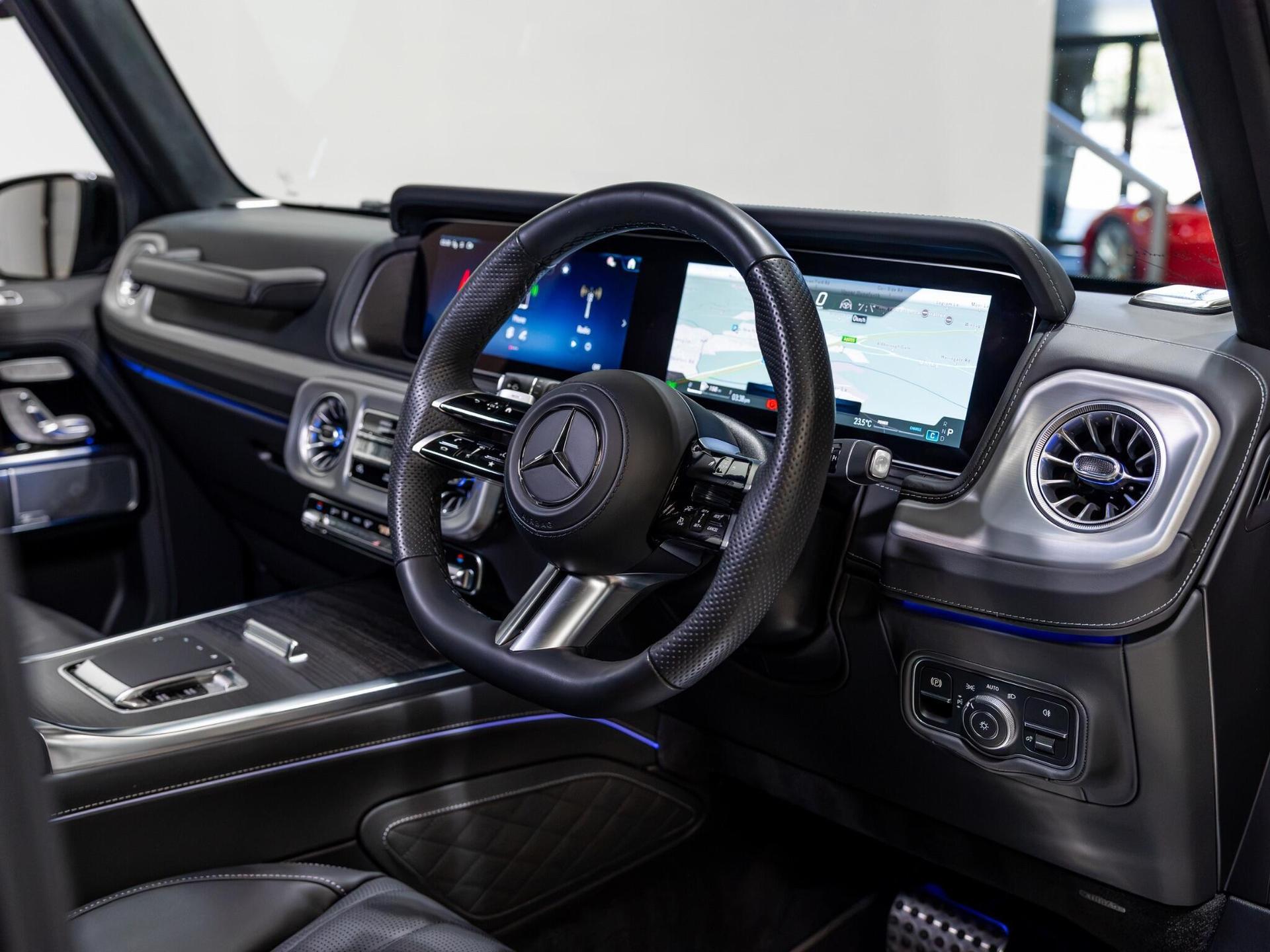 An interior shot of the interior front on a 2025 Mercedes-Benz G Class