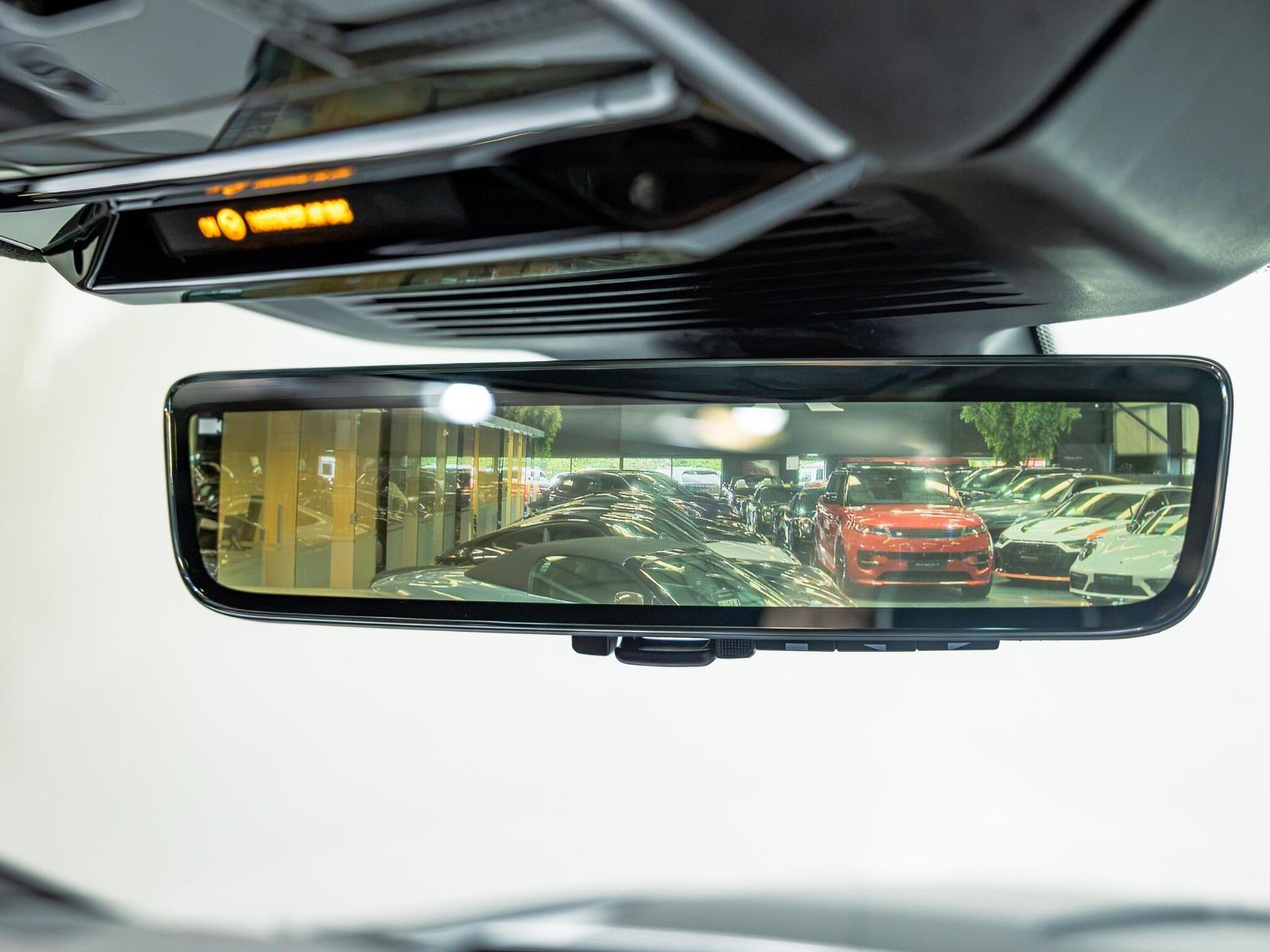 An interior shot of the rearview mirror on a 2026 Land Rover Range Rover Sport