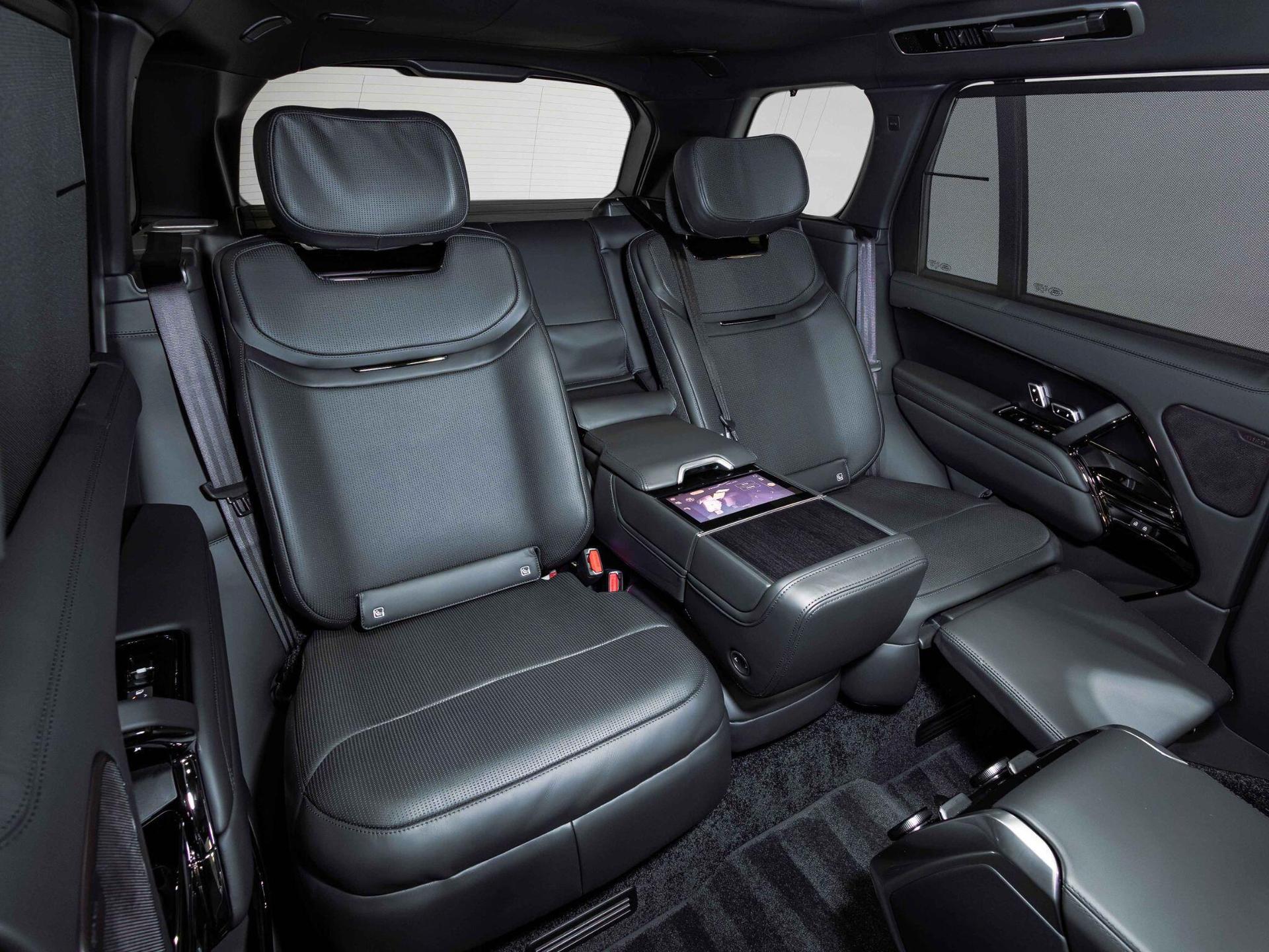 An interior shot of the seats rear on a 2026 Land Rover Range Rover