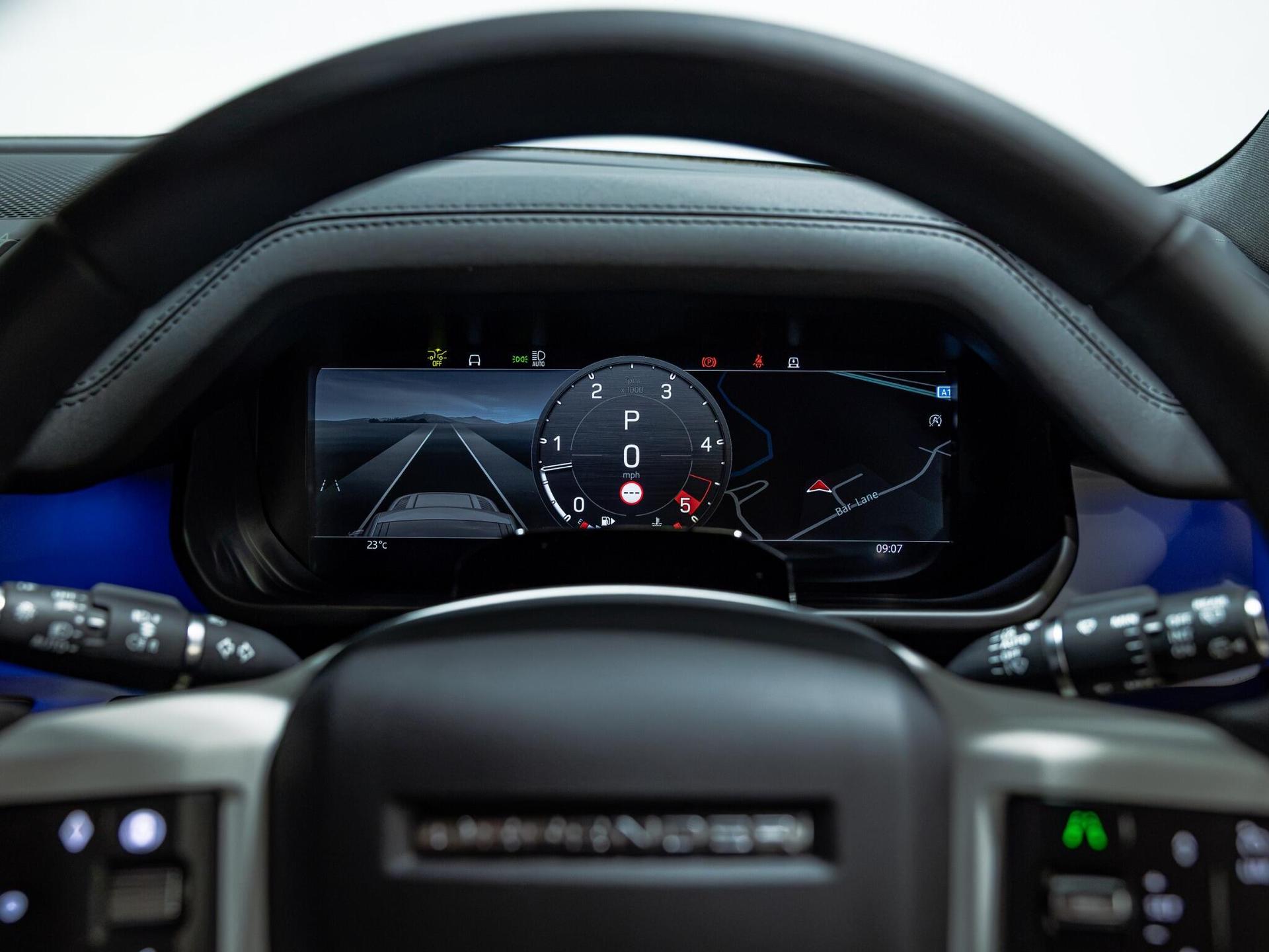 An interior shot of the driver instruments on a 2026 Land Rover Defender 90