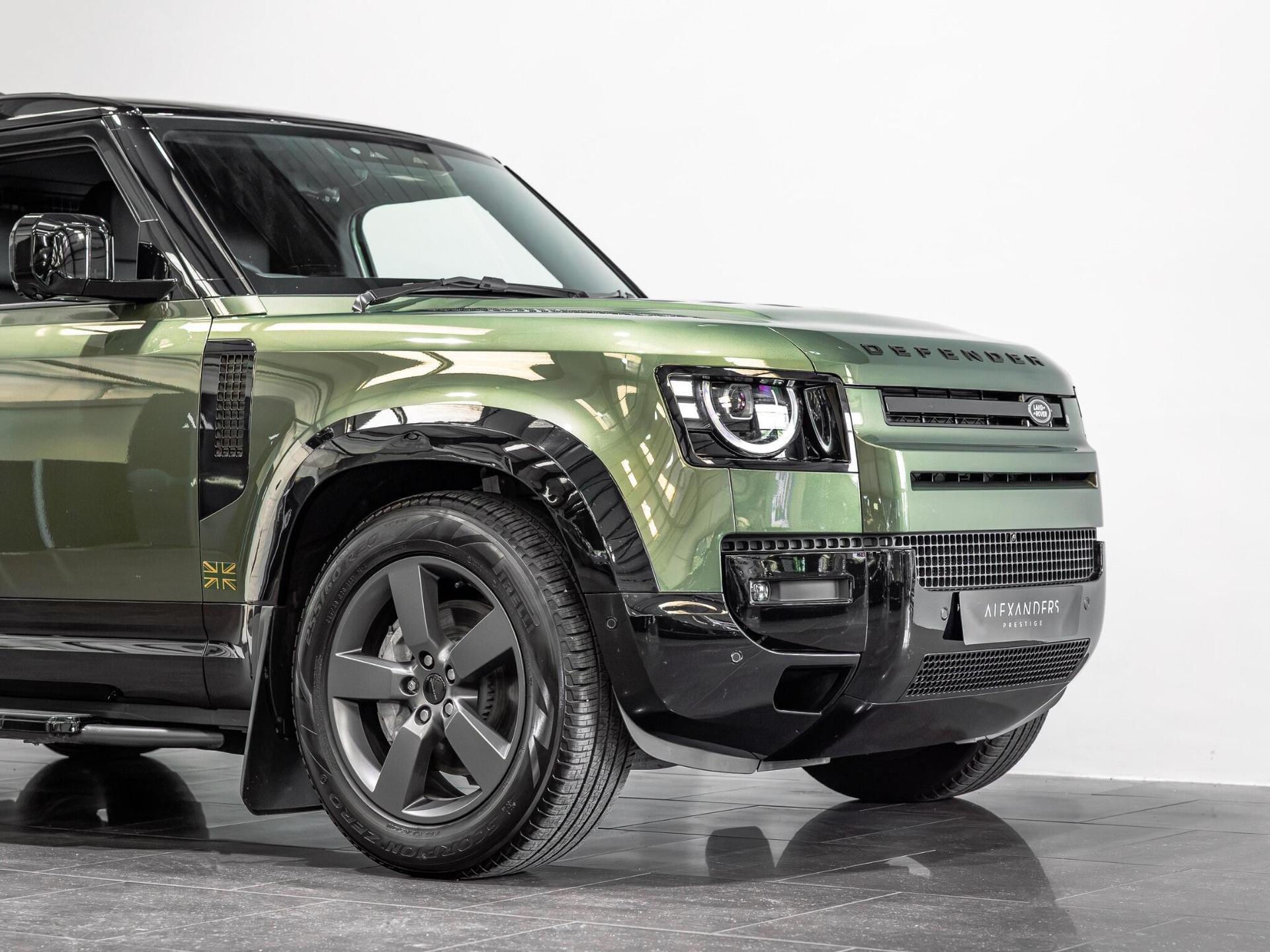 An exterior shot of the front right on a 2026 Land Rover Defender 110