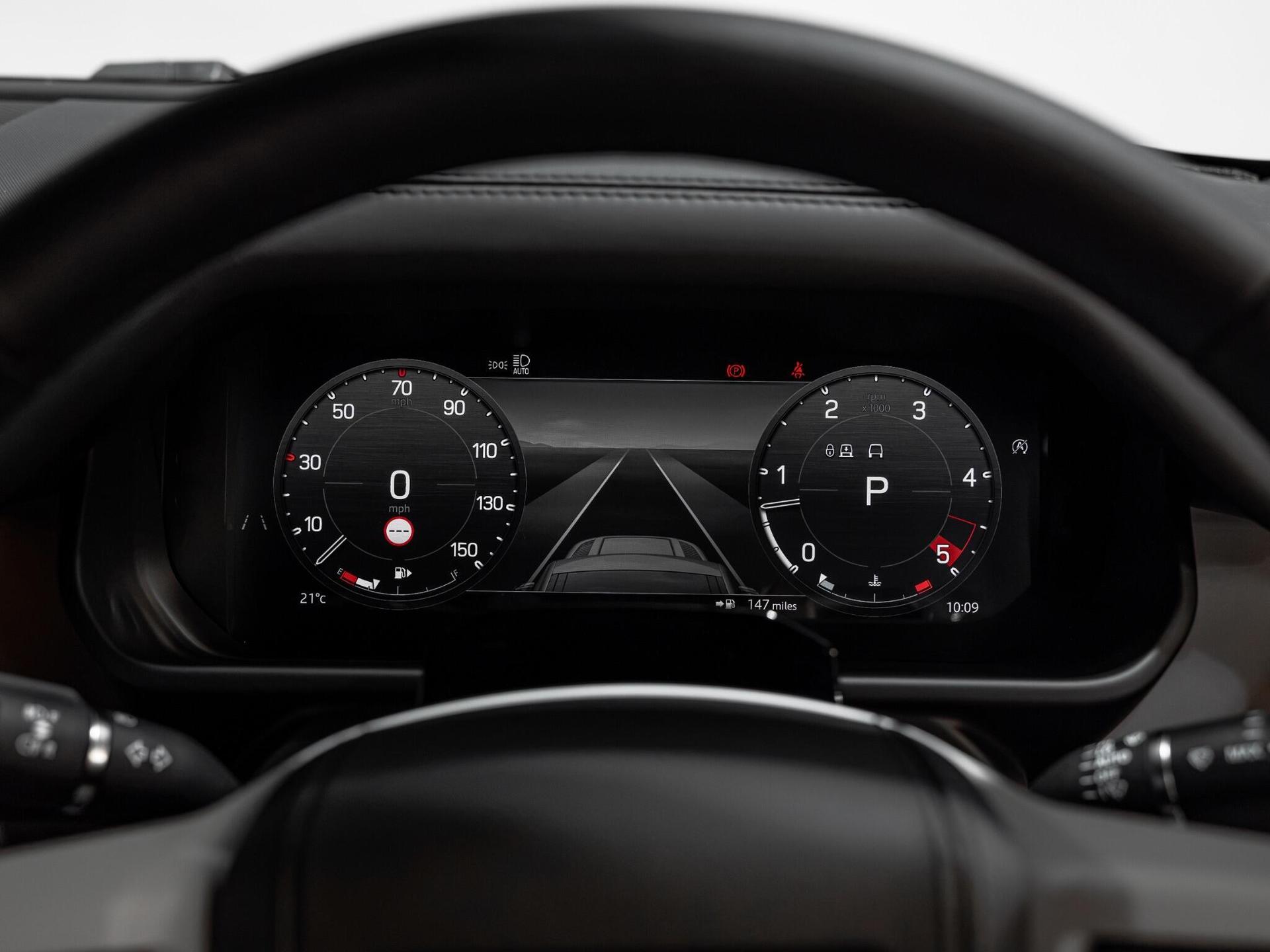An interior shot of the driver instruments on a 2026 Land Rover Defender 110