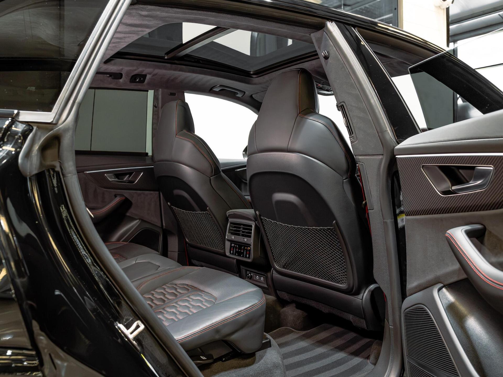 An interior shot of the seats rear on a 2023 Audi RSQ8