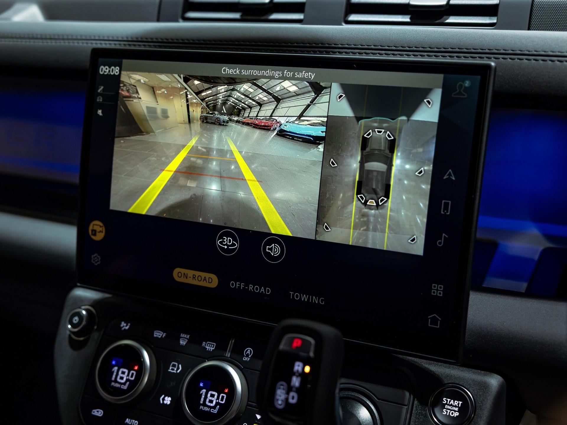 An interior shot of the infotainment system on a 2026 Land Rover Defender 90