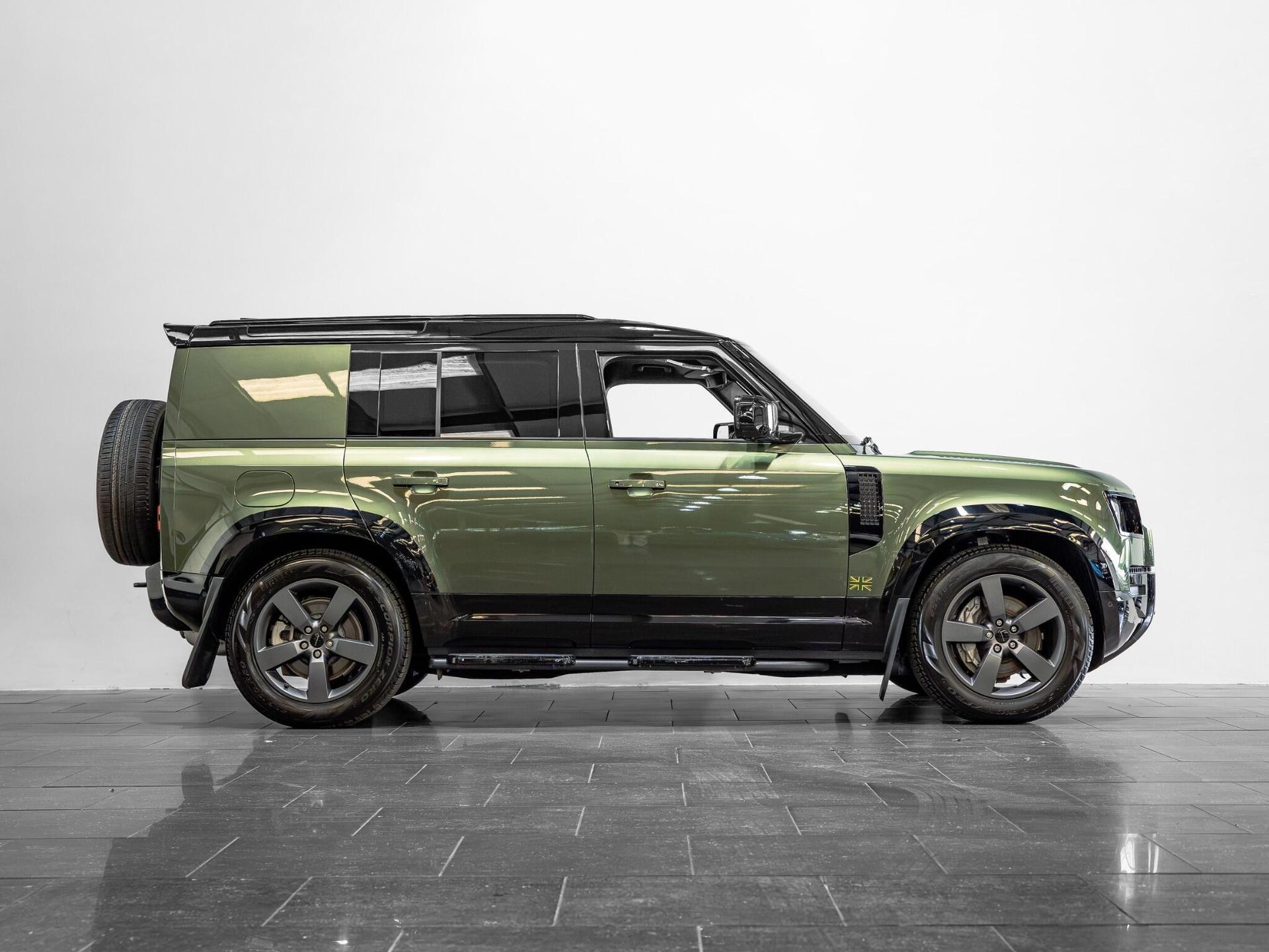 An exterior shot of the side right on a 2026 Land Rover Defender 110