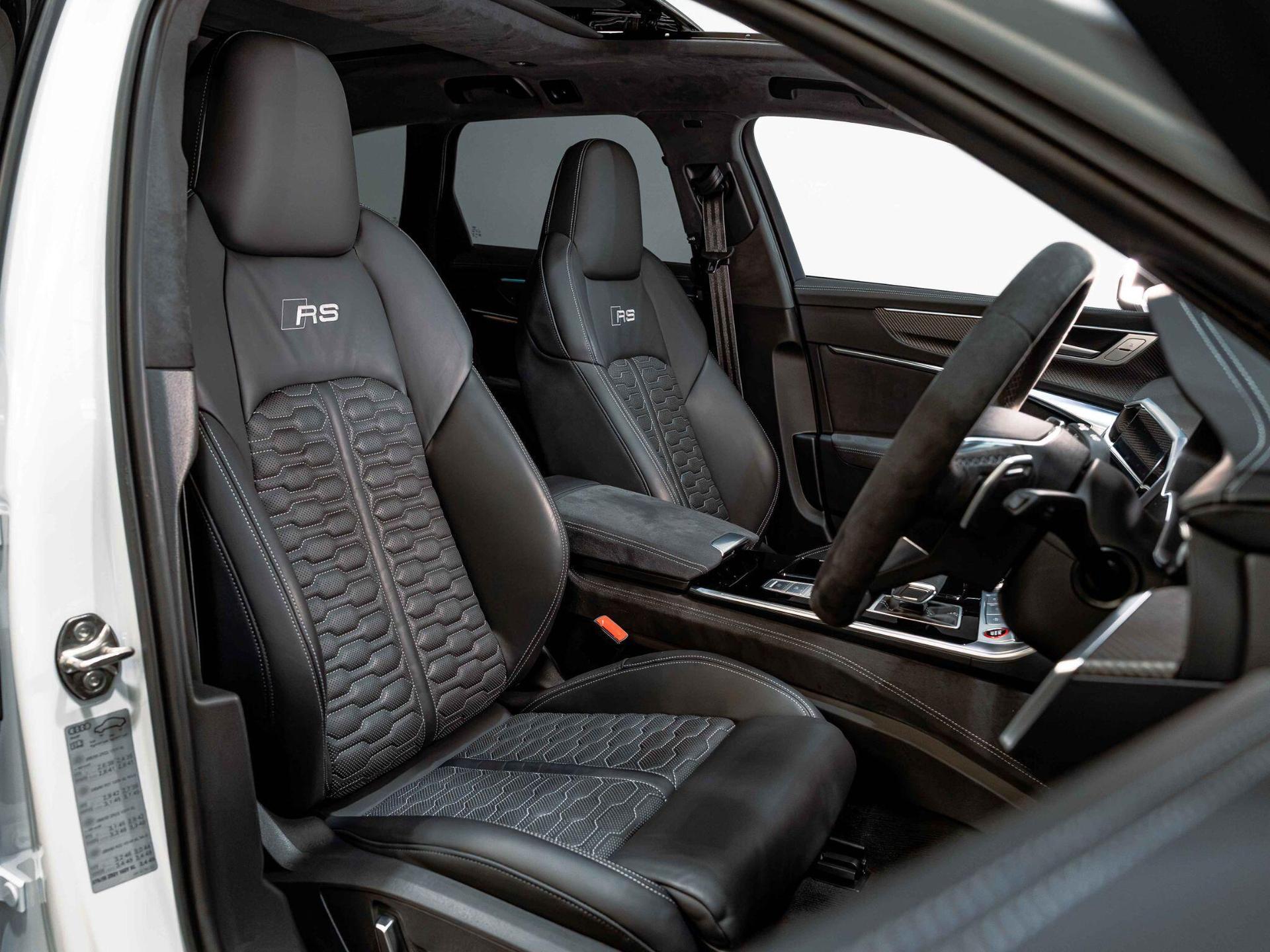 An interior shot of the driver seat on a 2024 Audi RS6 Avant