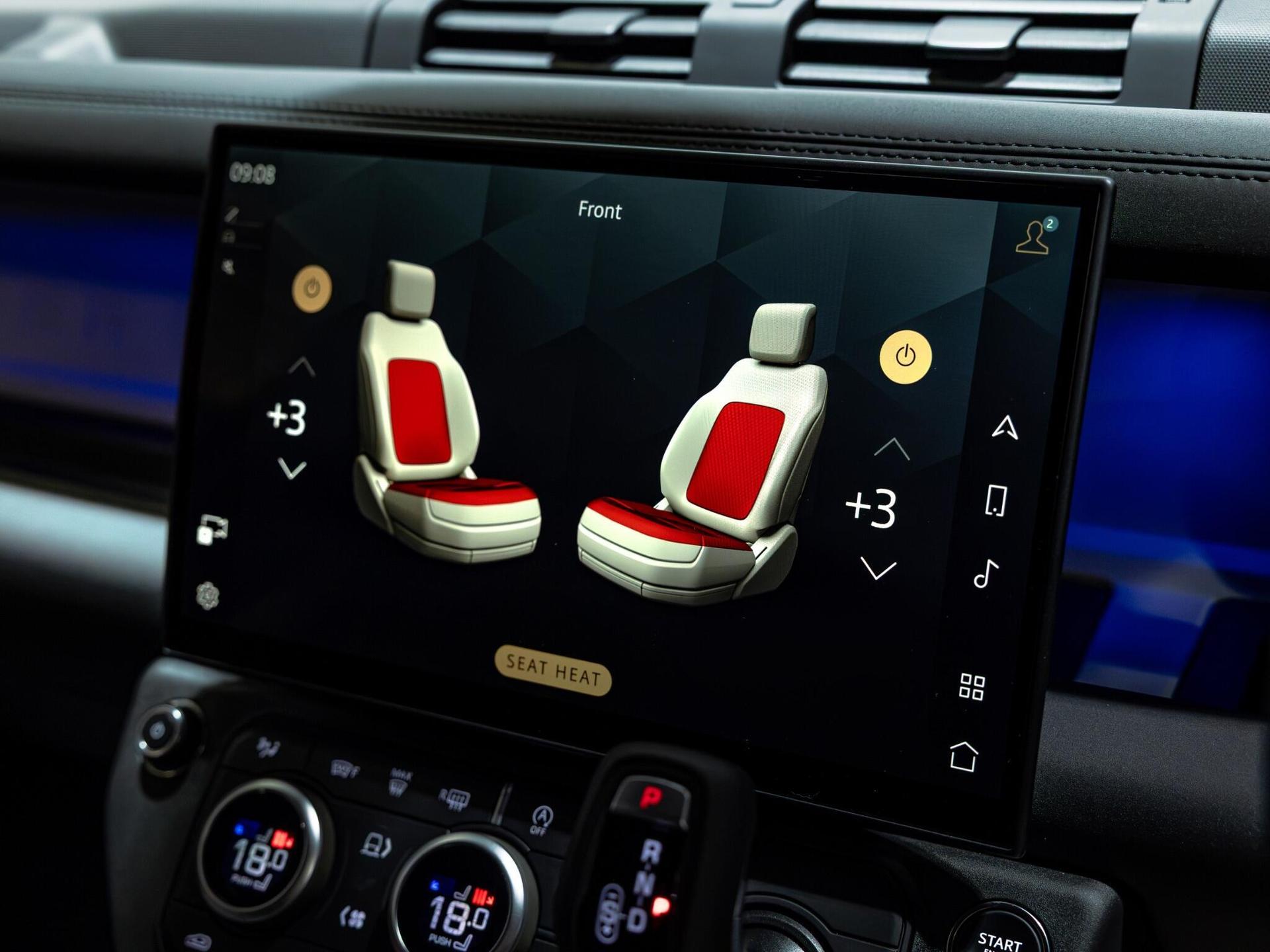 An interior shot of the infotainment system on a 2026 Land Rover Defender 90