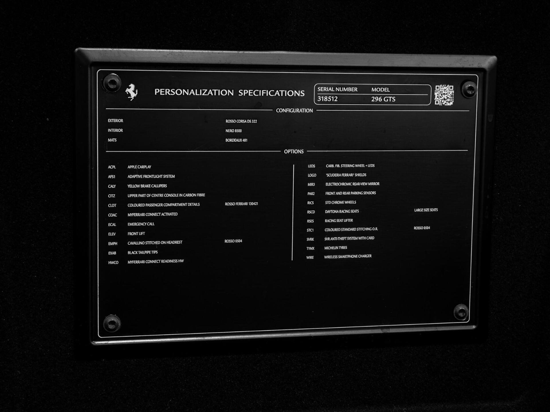 An interior shot of the infotainment system on a 2025 Ferrari 296 GTS