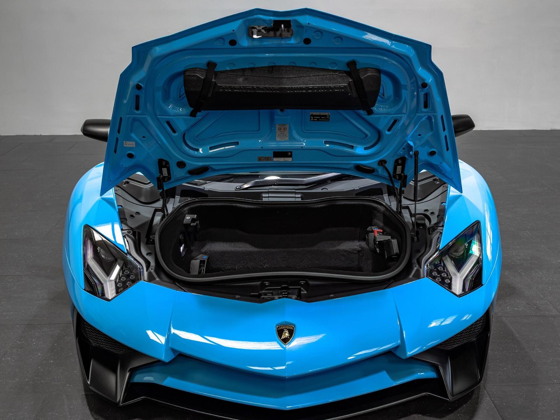 An exterior shot of the front on a 2017 Lamborghini Aventador