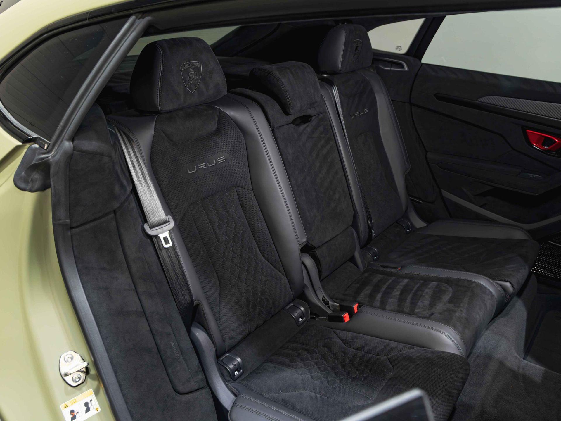 An interior shot of the seats rear on a 2024 Lamborghini Urus