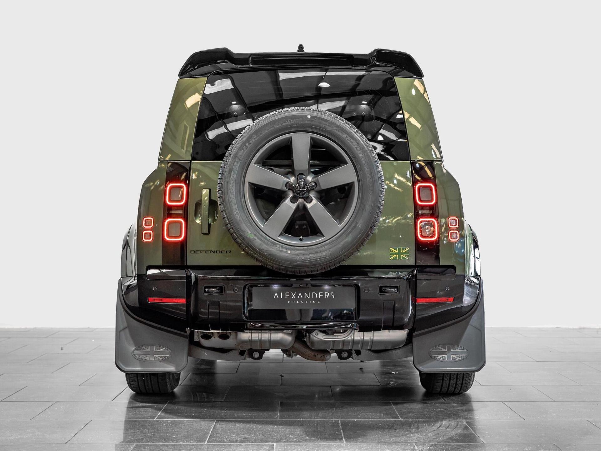 An exterior shot of the rear on a 2026 Land Rover Defender 110