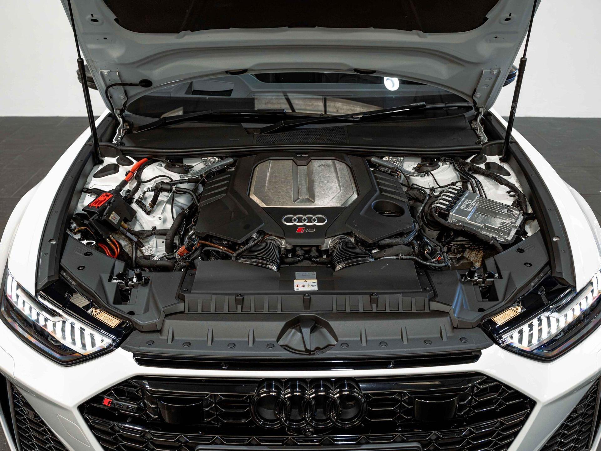 An exterior shot of the engine on a 2024 Audi RS6 Avant