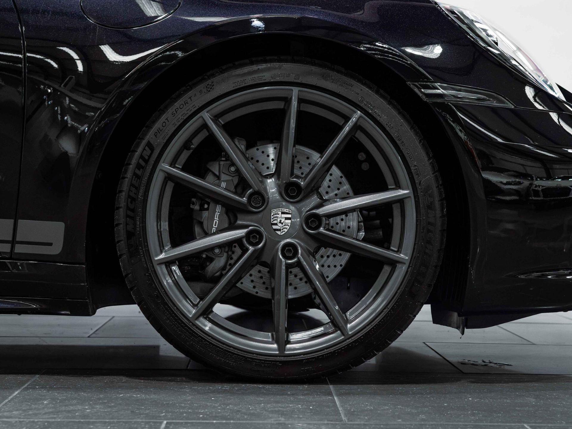 An exterior shot of the wheel on a 2024 Porsche 911