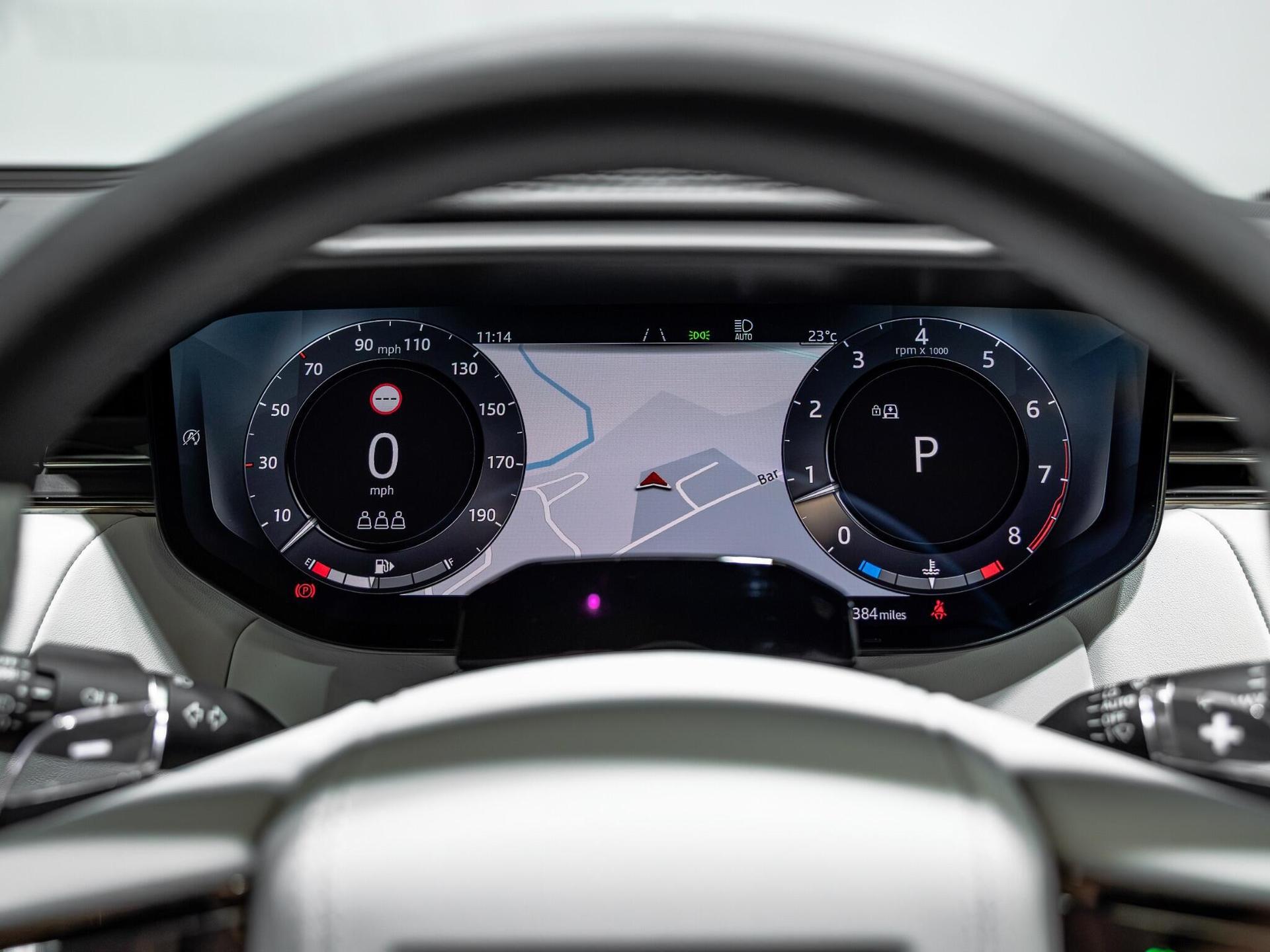 An interior shot of the driver instruments on a 2026 Land Rover Range Rover Sport