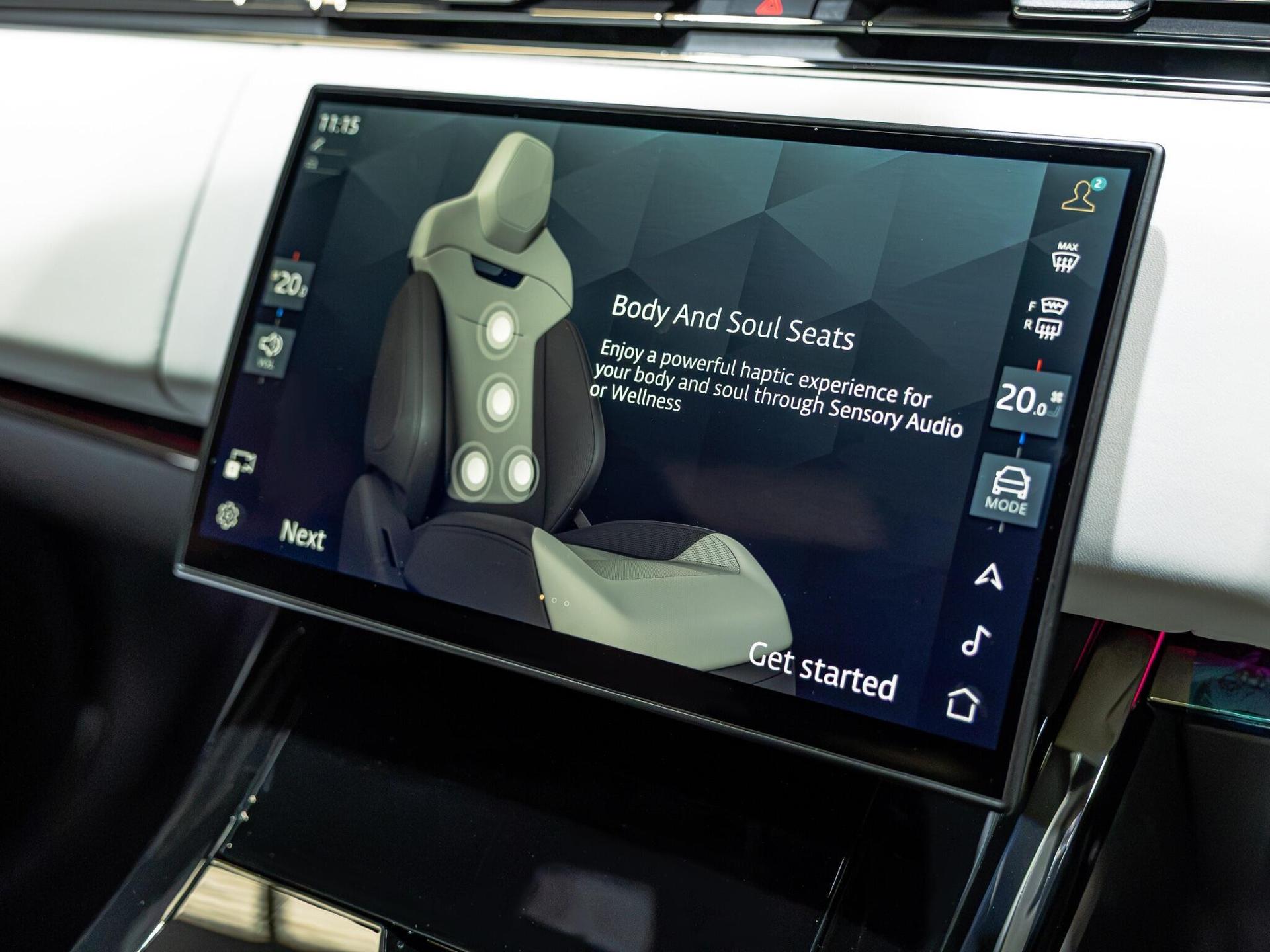 An interior shot of the infotainment system on a 2026 Land Rover Range Rover Sport