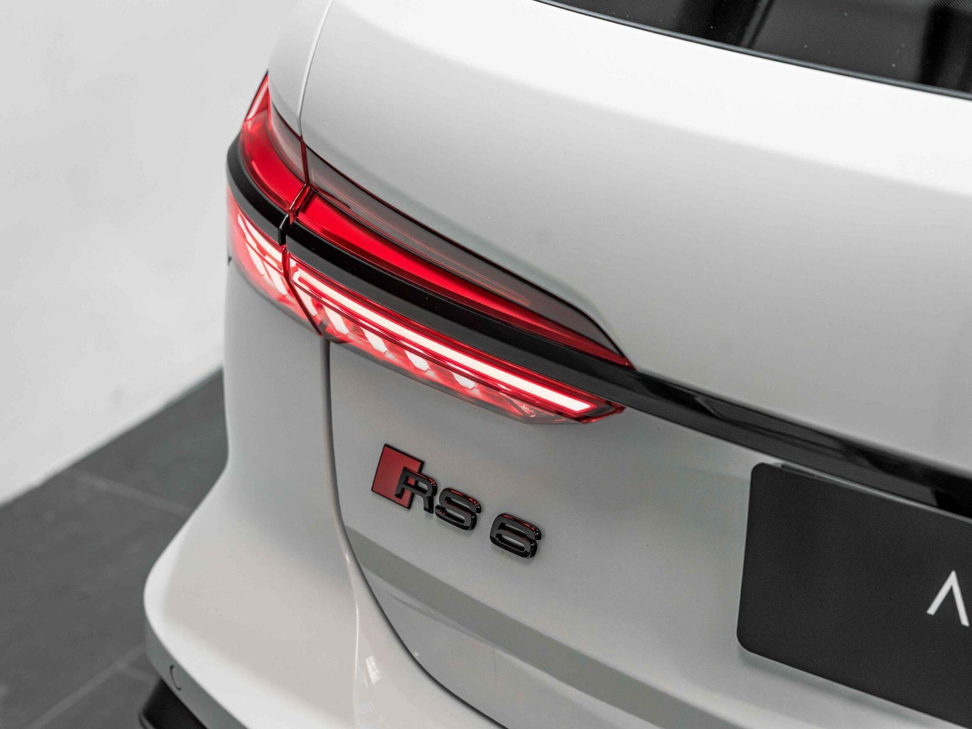An exterior shot of the badge exterior on a 2024 Audi RS6 Avant