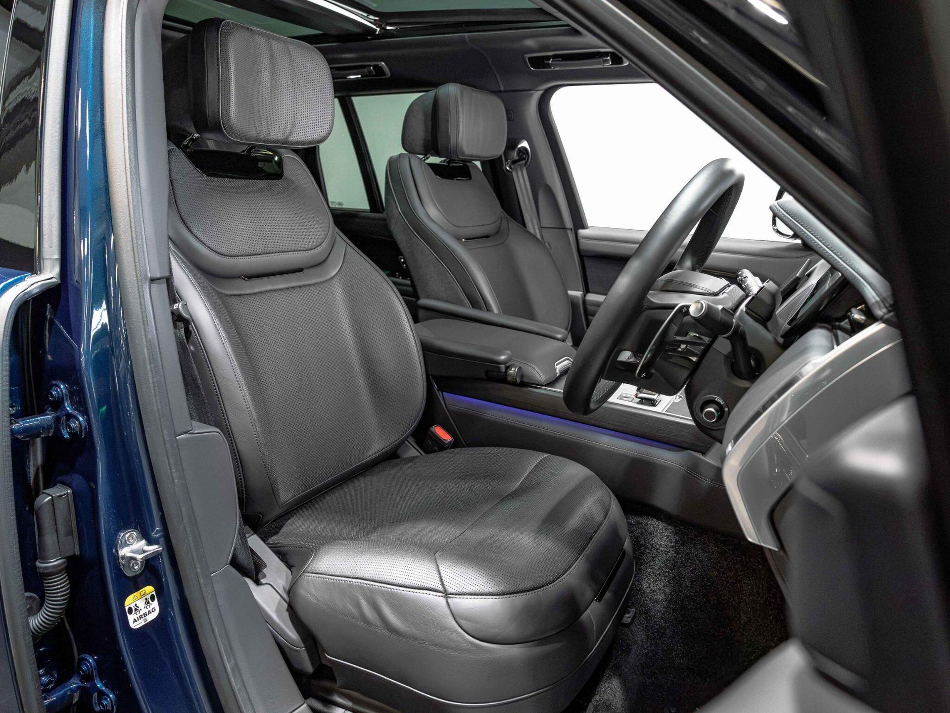 An interior shot of the driver seat on a 2026 Land Rover Range Rover