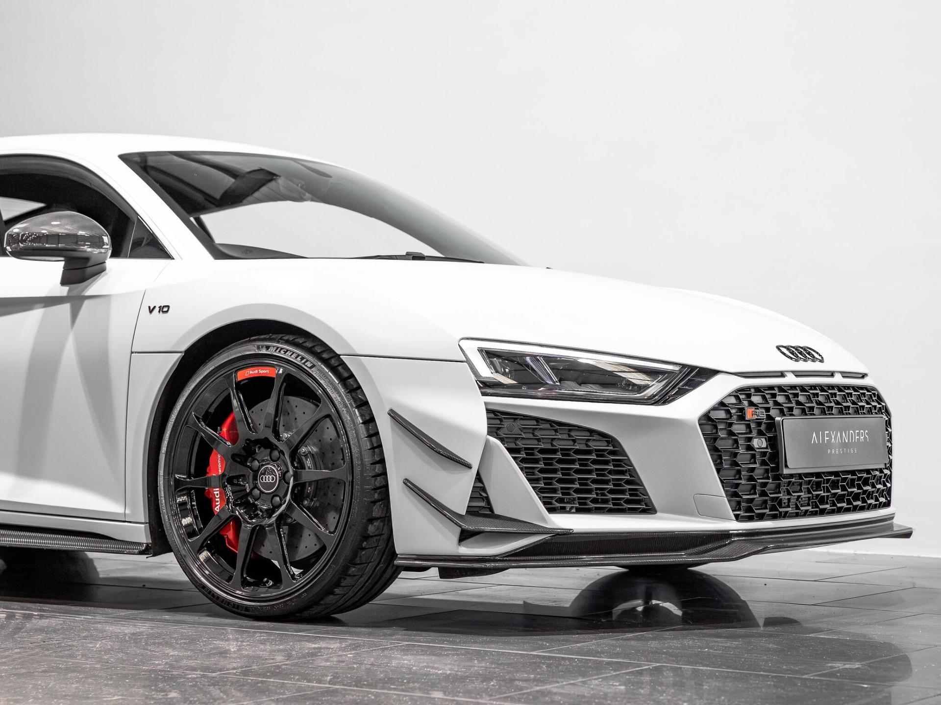 An exterior shot of the front right on a 2023 Audi R8