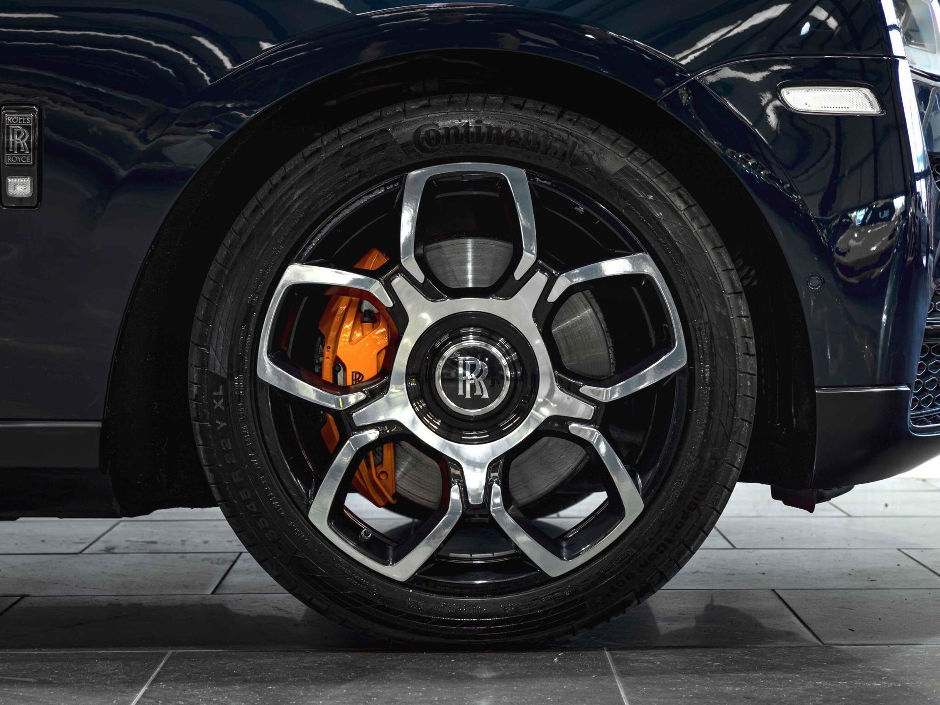 An exterior shot of the wheel on a 2023 Rolls-Royce Cullinan