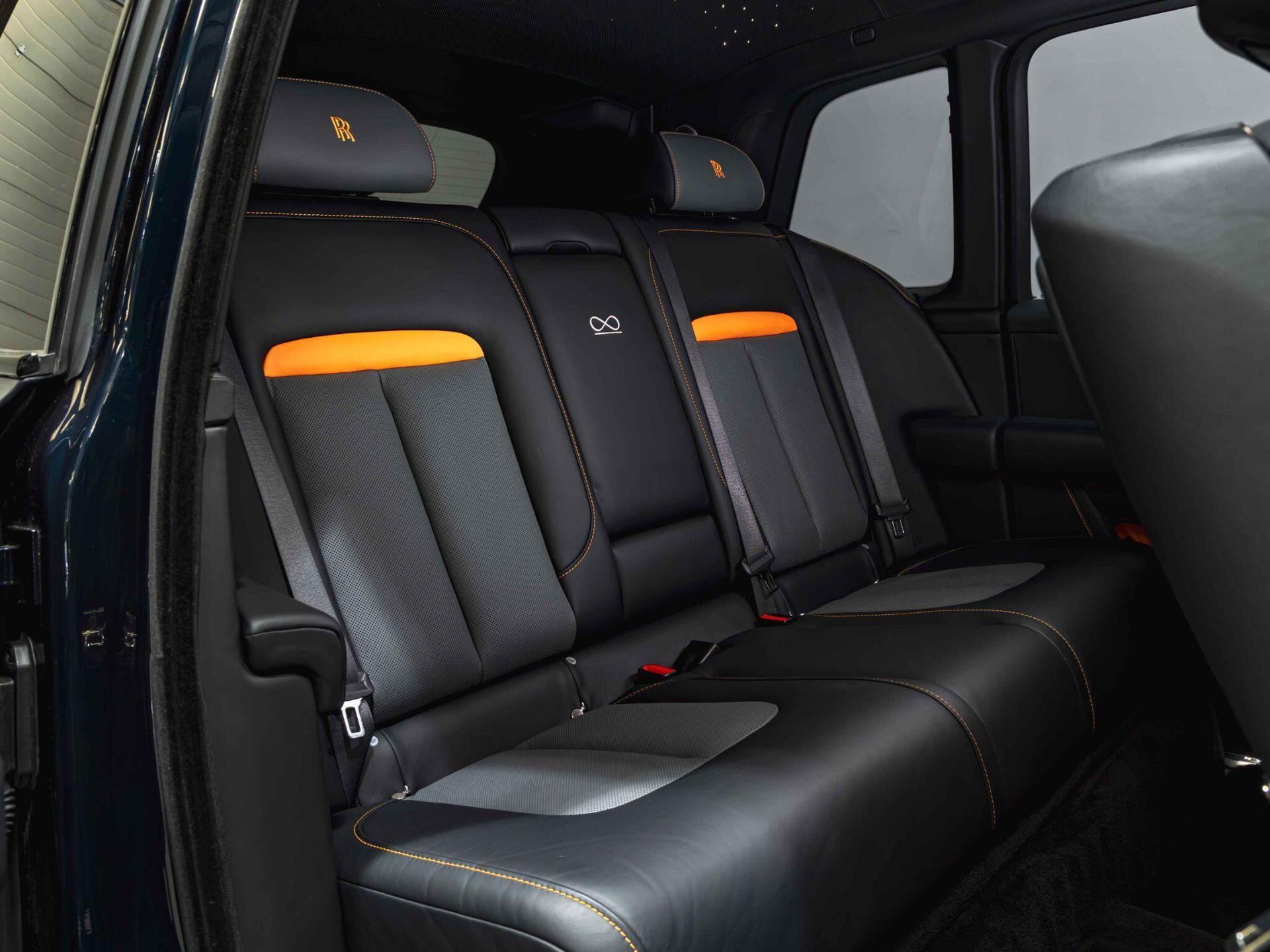 An interior shot of the seats rear on a 2023 Rolls-Royce Cullinan