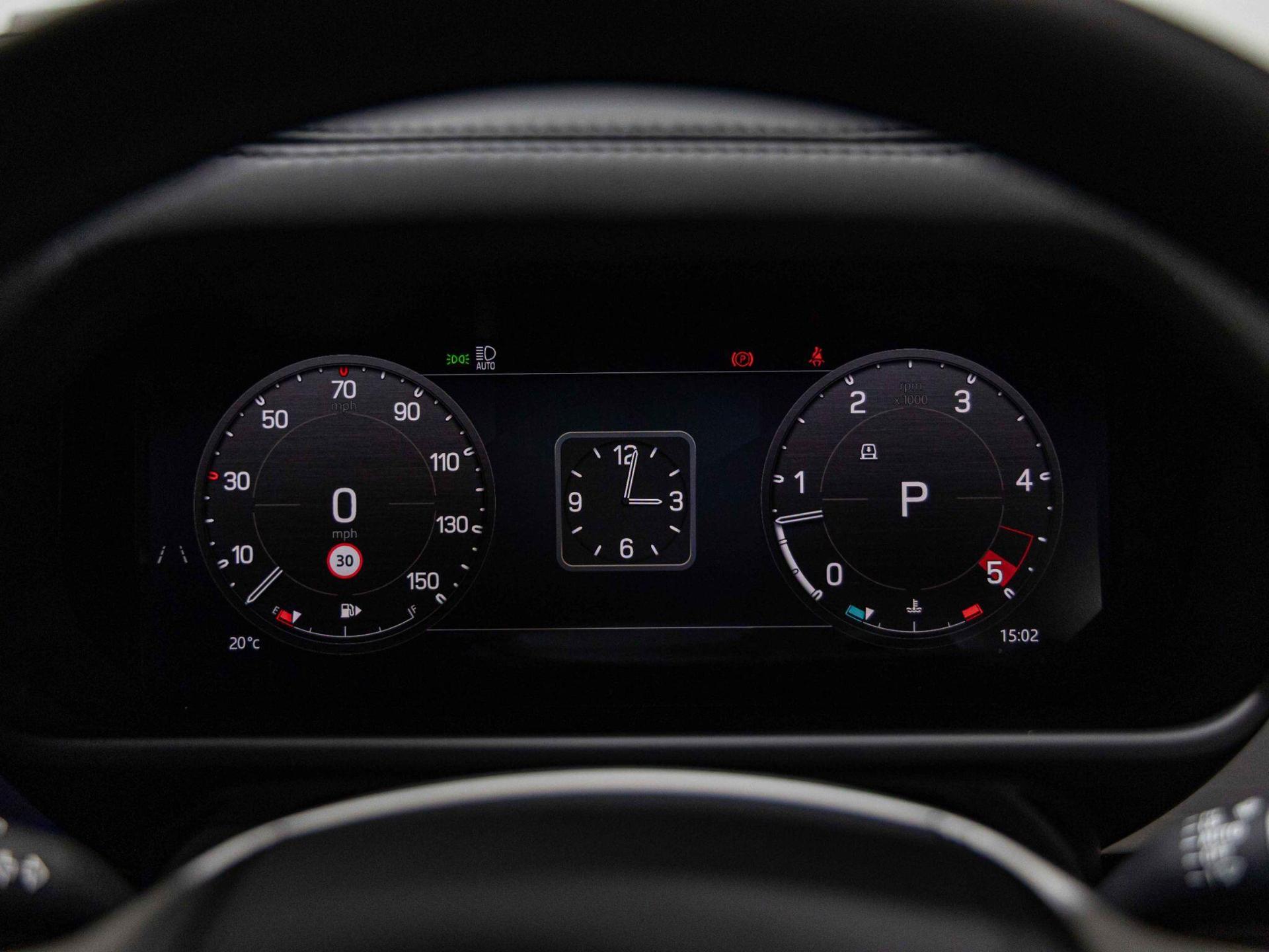 An interior shot of the driver instruments on a 2025 Land Rover Defender 90