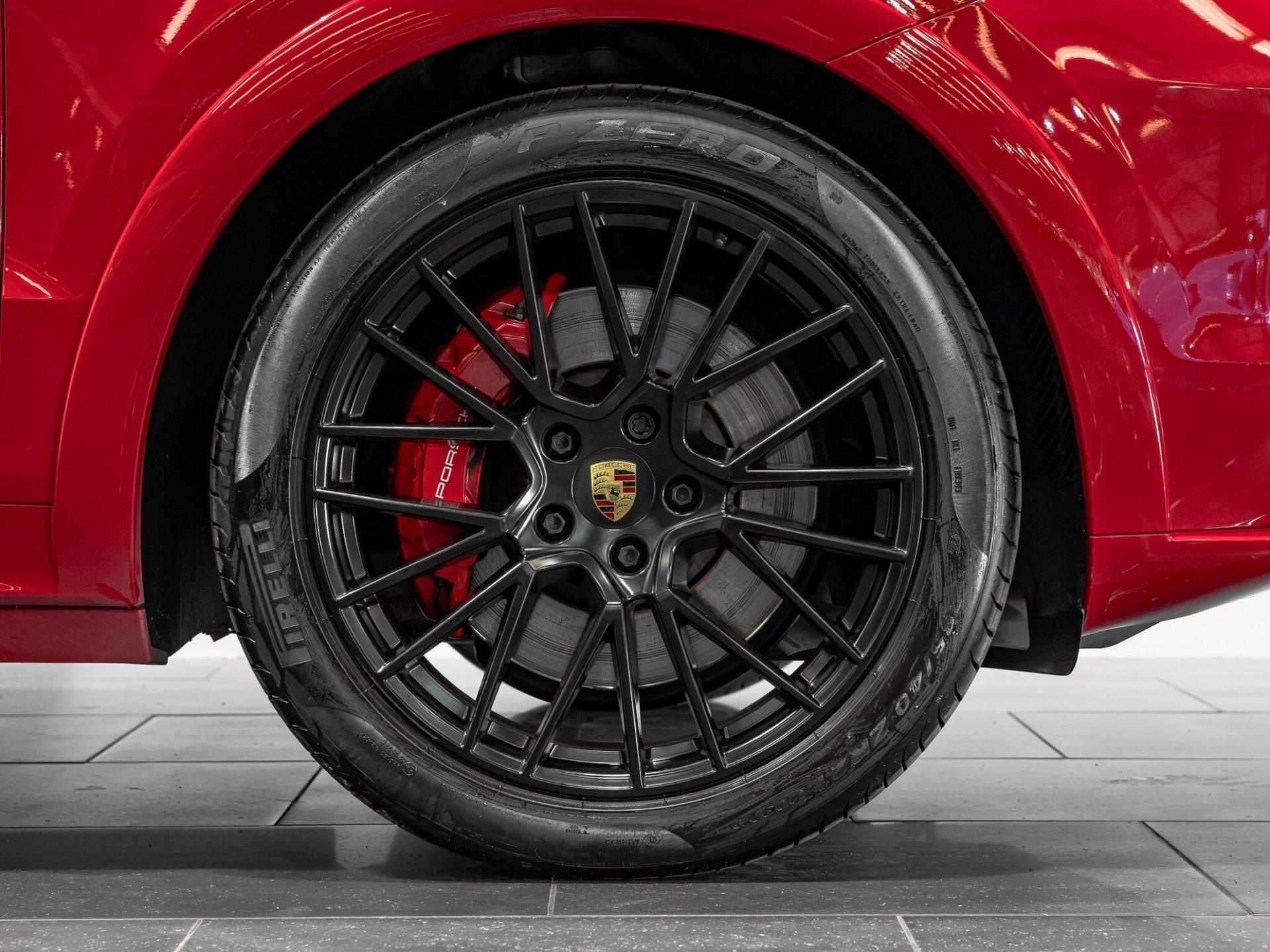 An exterior shot of the wheel on a 2021 Porsche Cayenne