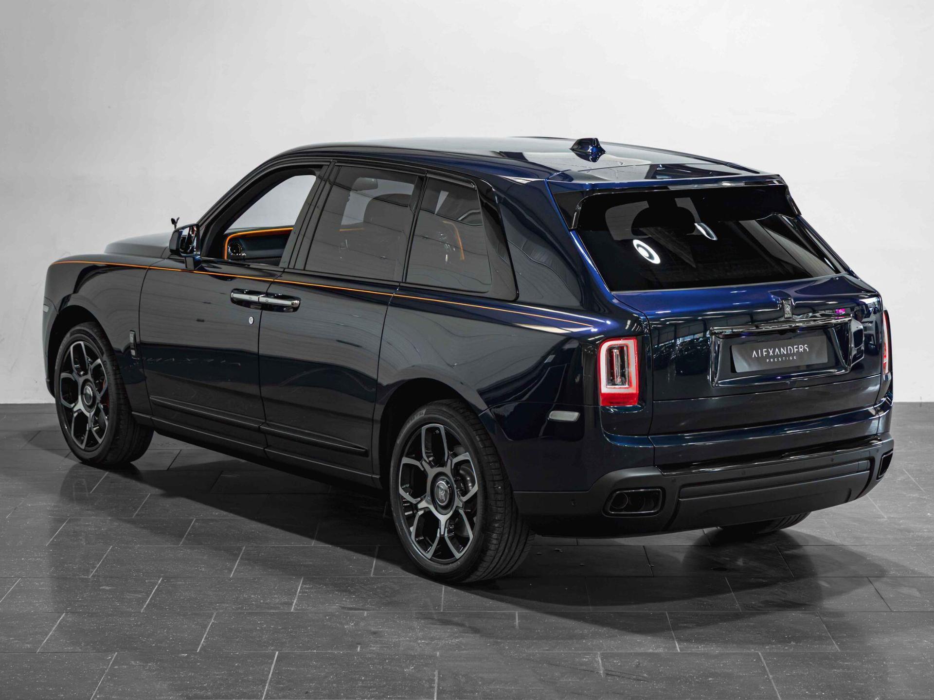 An exterior shot of the rear left on a 2023 Rolls-Royce Cullinan