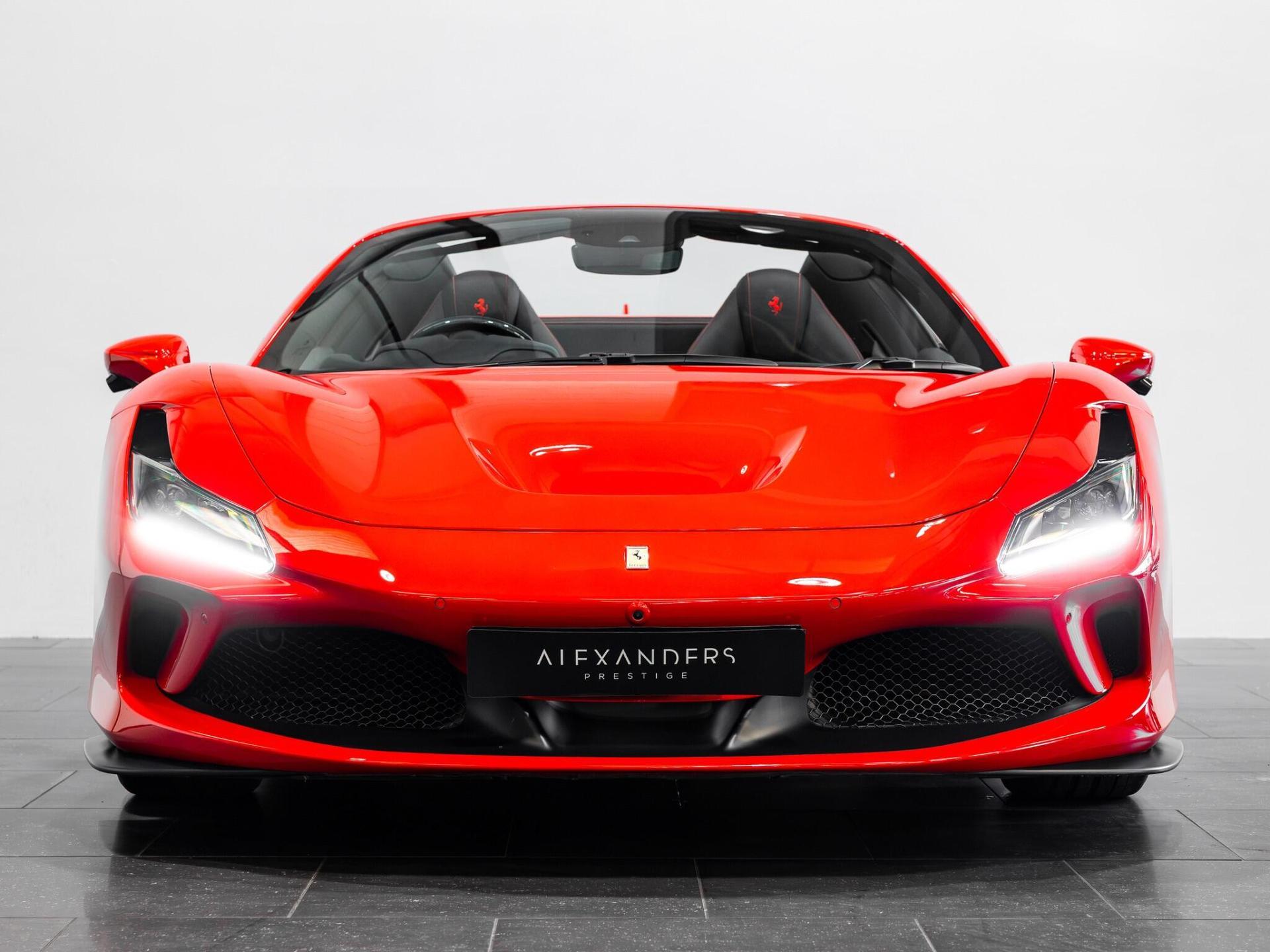 An exterior shot of the front on a 2022 Ferrari F8 Spider