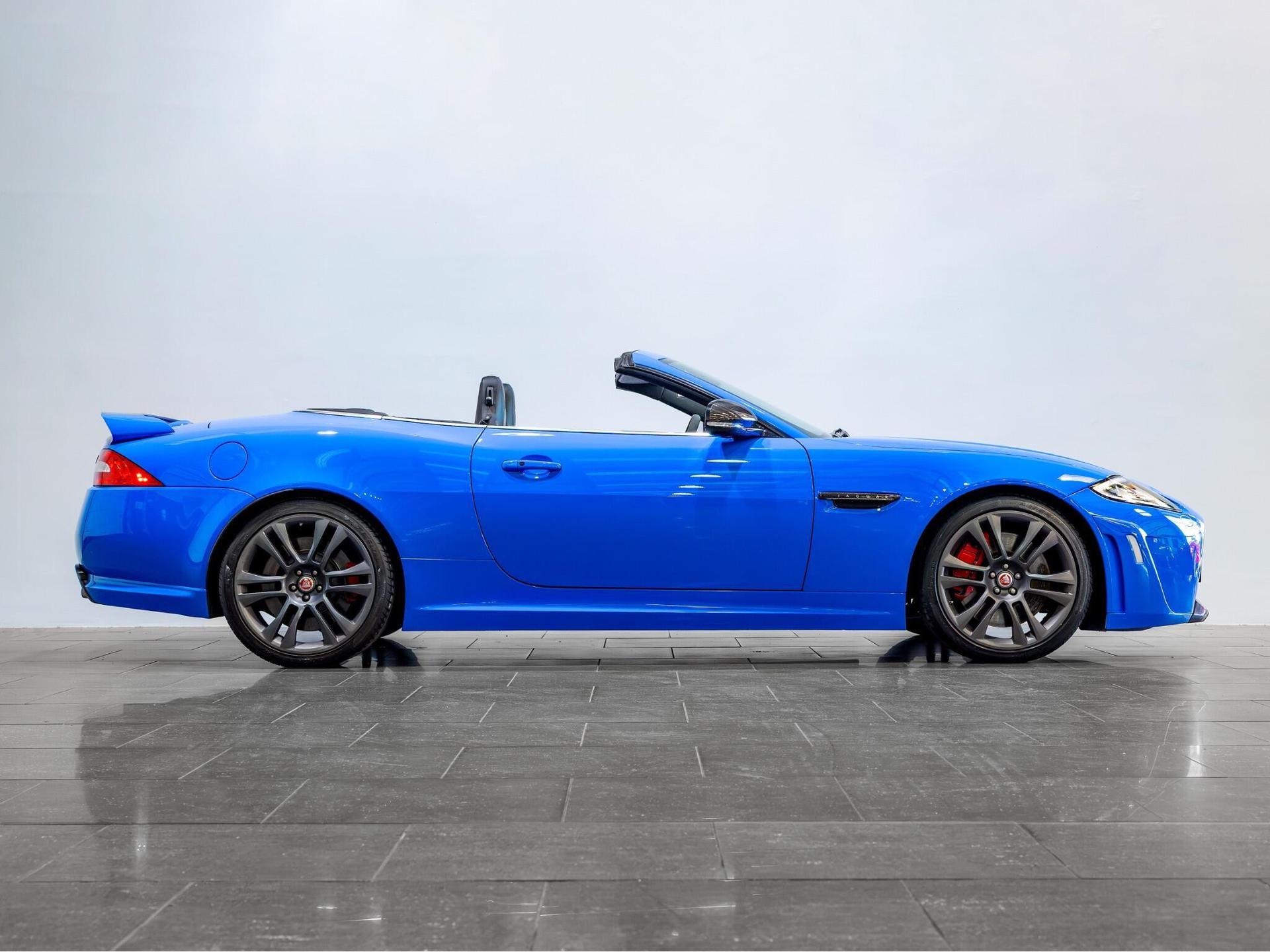 An exterior shot of the side right on a 2014 Jaguar XKR-S