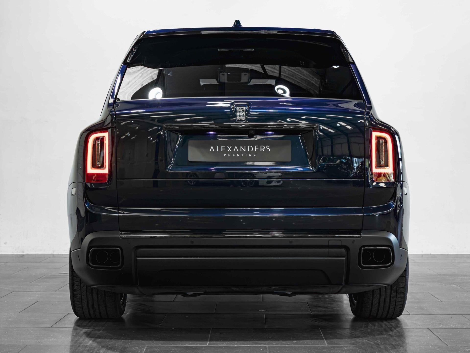 An exterior shot of the rear on a 2023 Rolls-Royce Cullinan