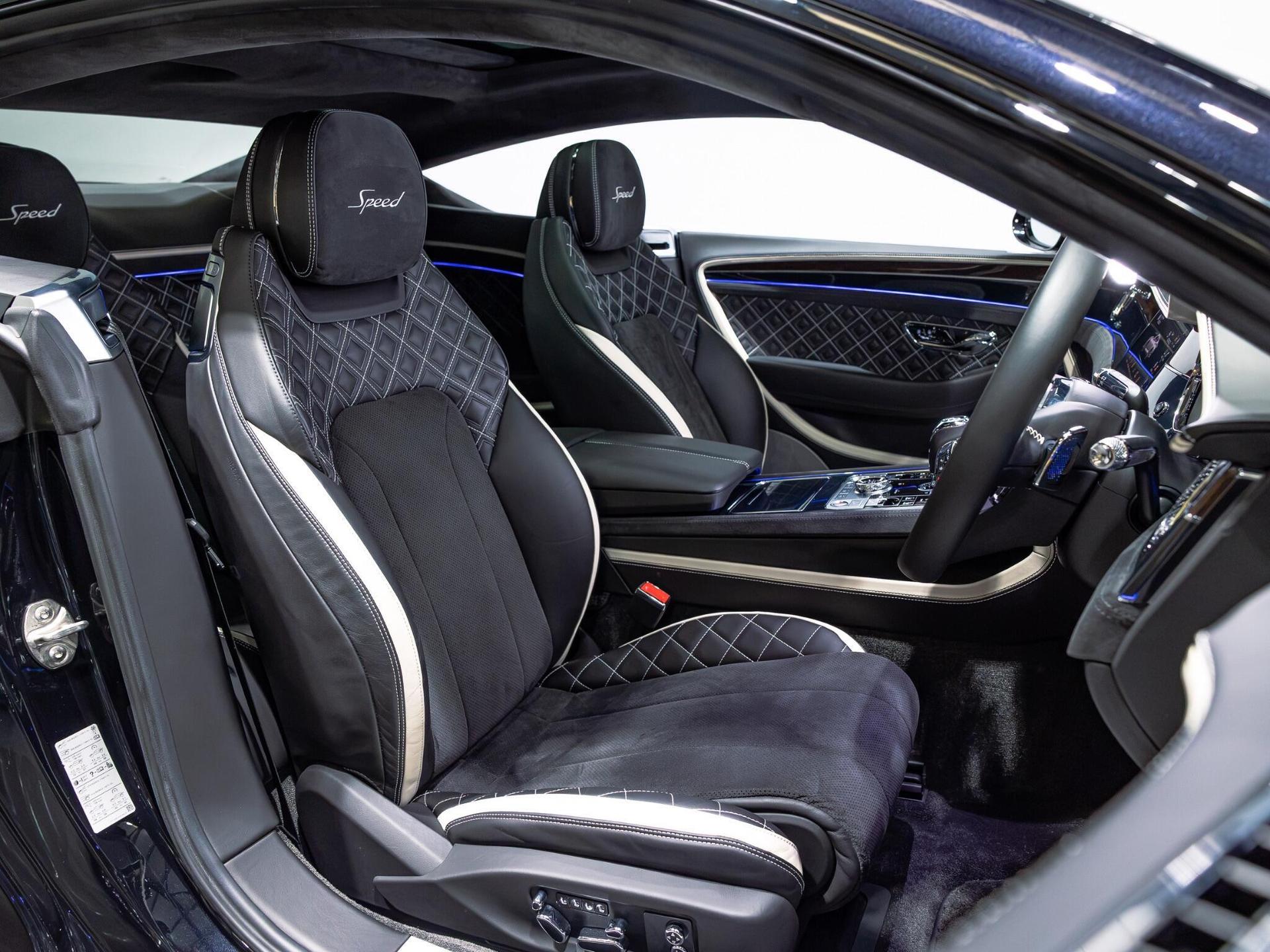 An interior shot of the driver seat on a 2021 Bentley Continental