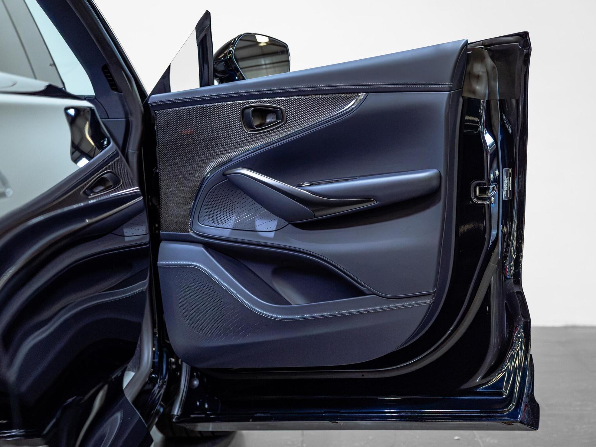 An interior shot of the door interior on a 2025 Aston Martin DBX