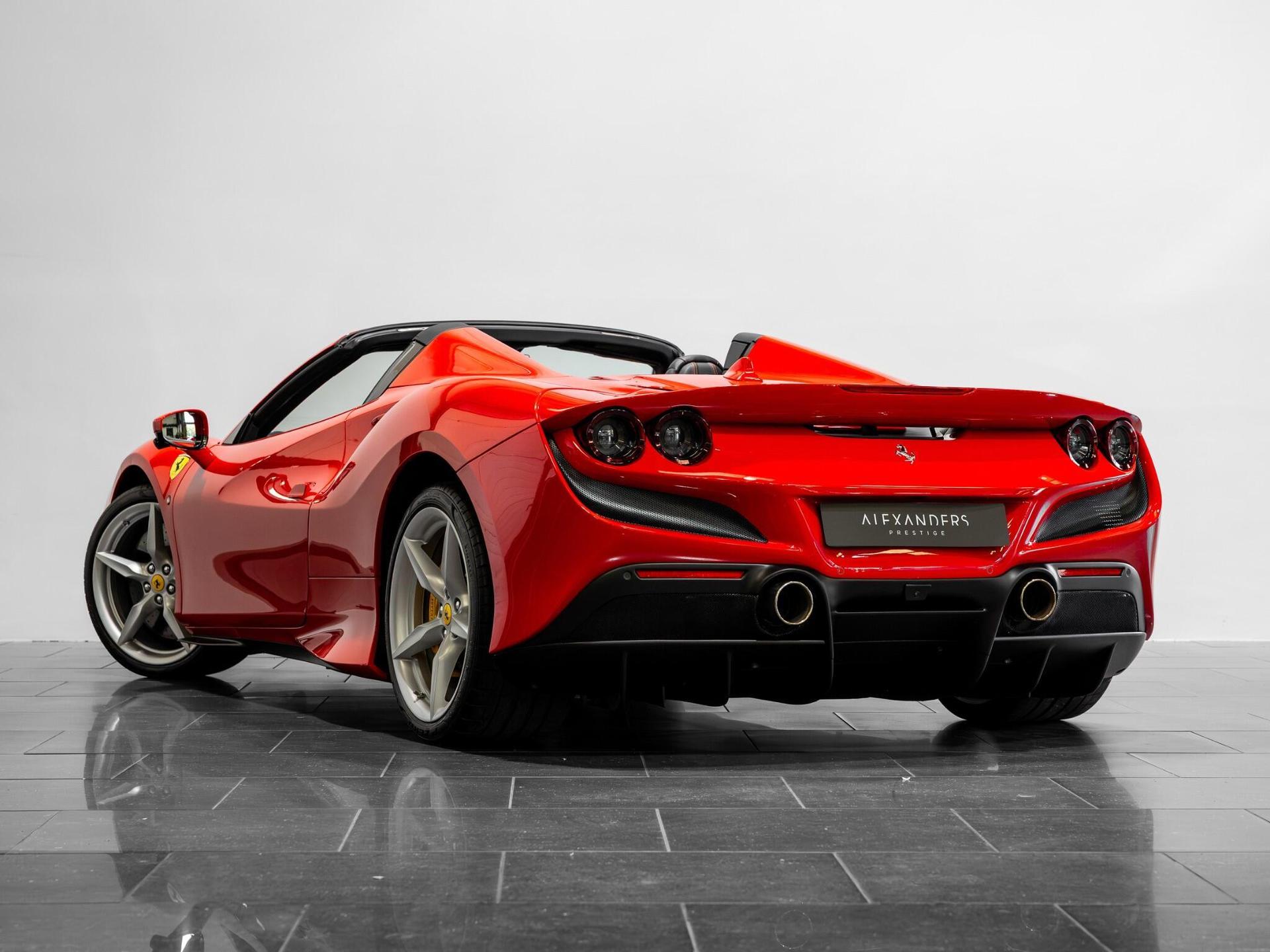 An exterior shot of the rear left on a 2022 Ferrari F8 Spider