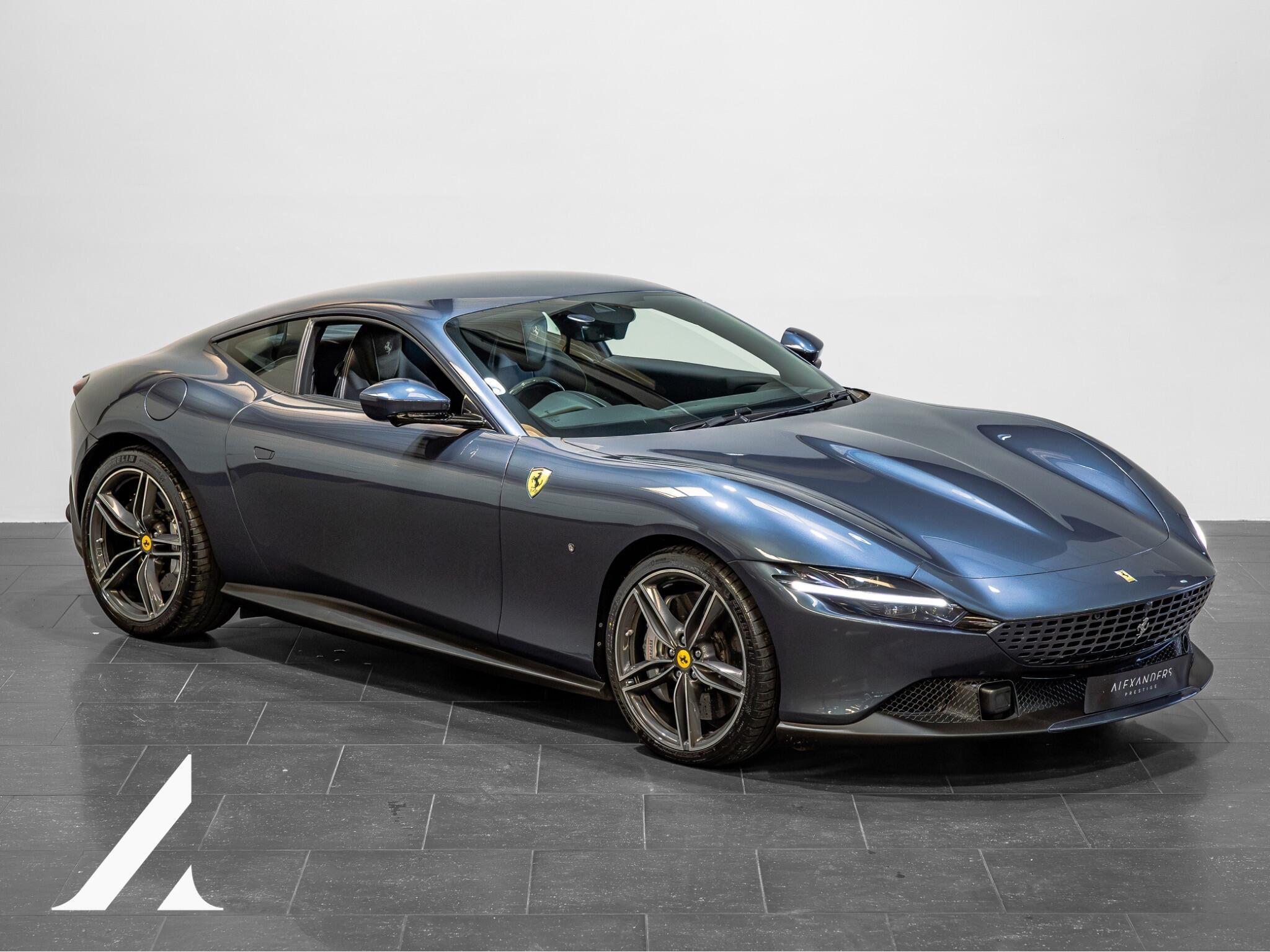 An exterior shot of the front right on a 2022 Ferrari Roma
