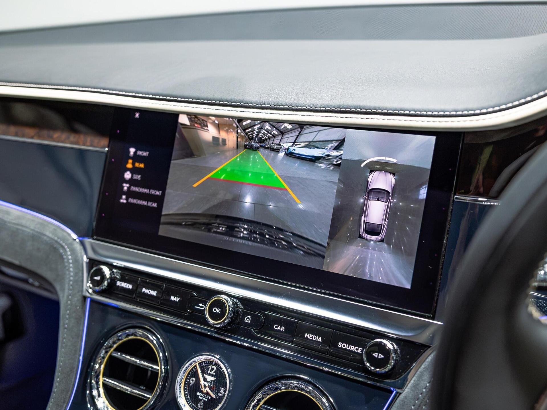 An interior shot of the infotainment system on a 2021 Bentley Continental