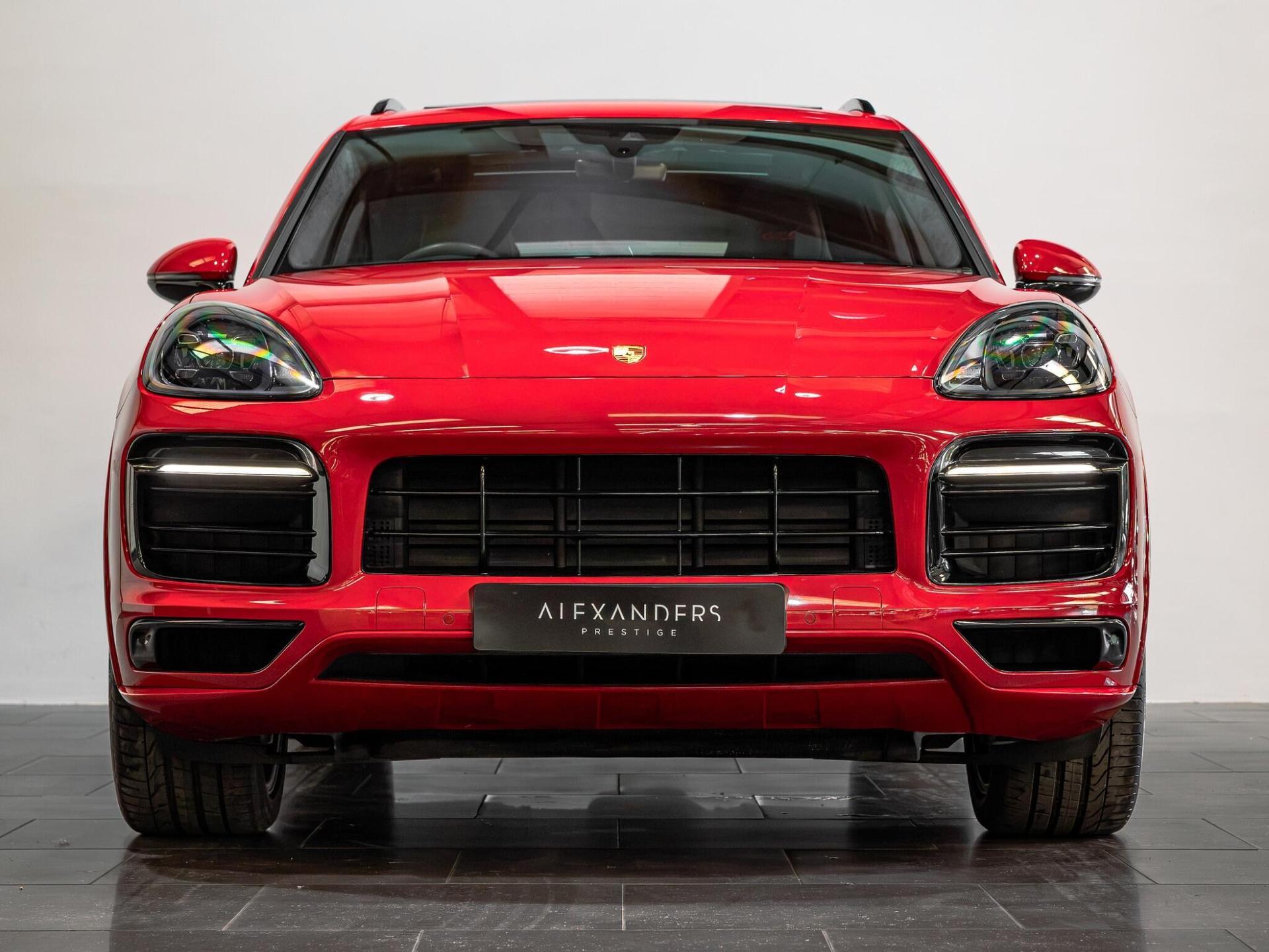 An exterior shot of the front on a 2021 Porsche Cayenne