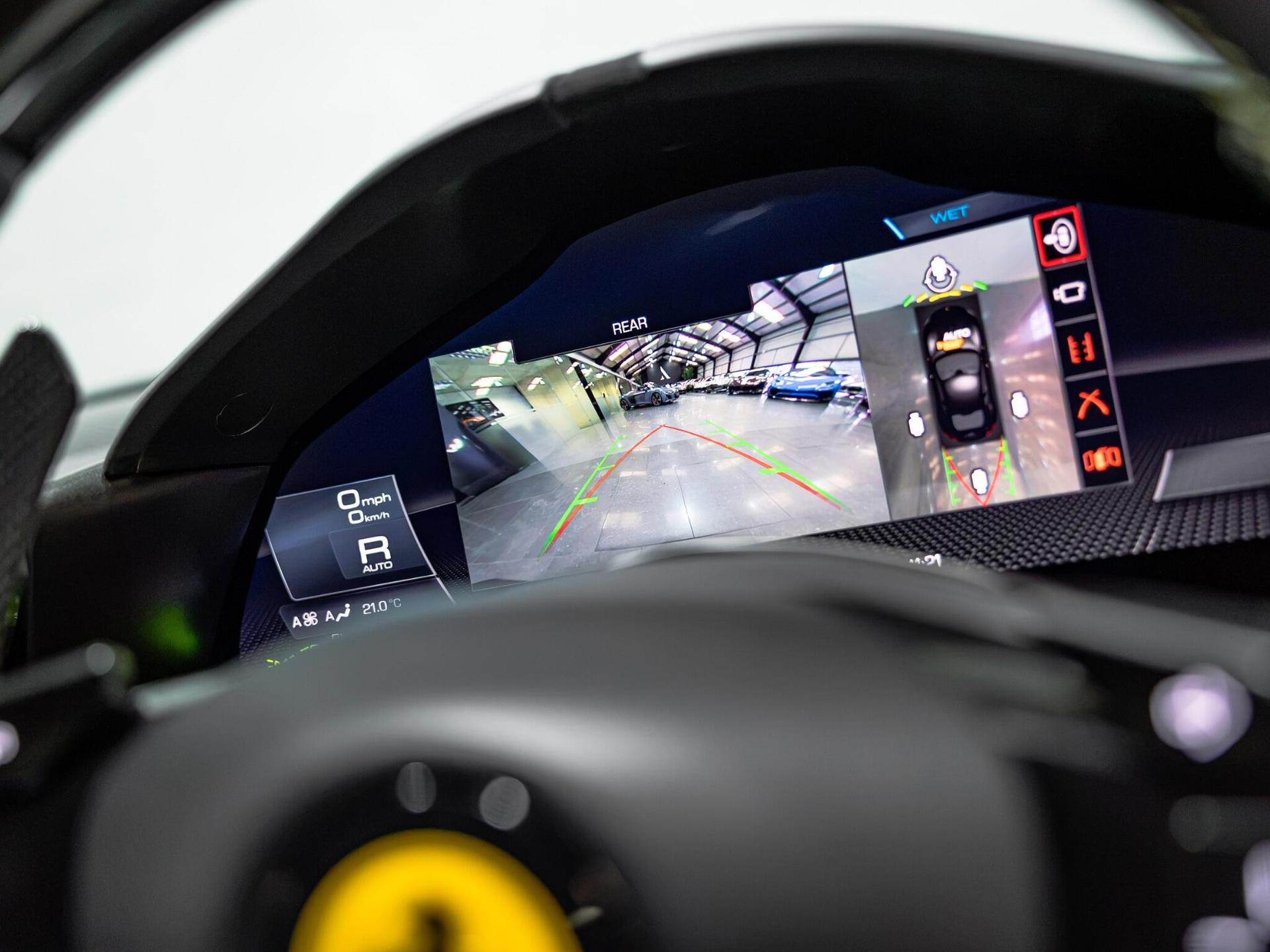 An interior shot of the driver instruments on a 2021 Ferrari Roma