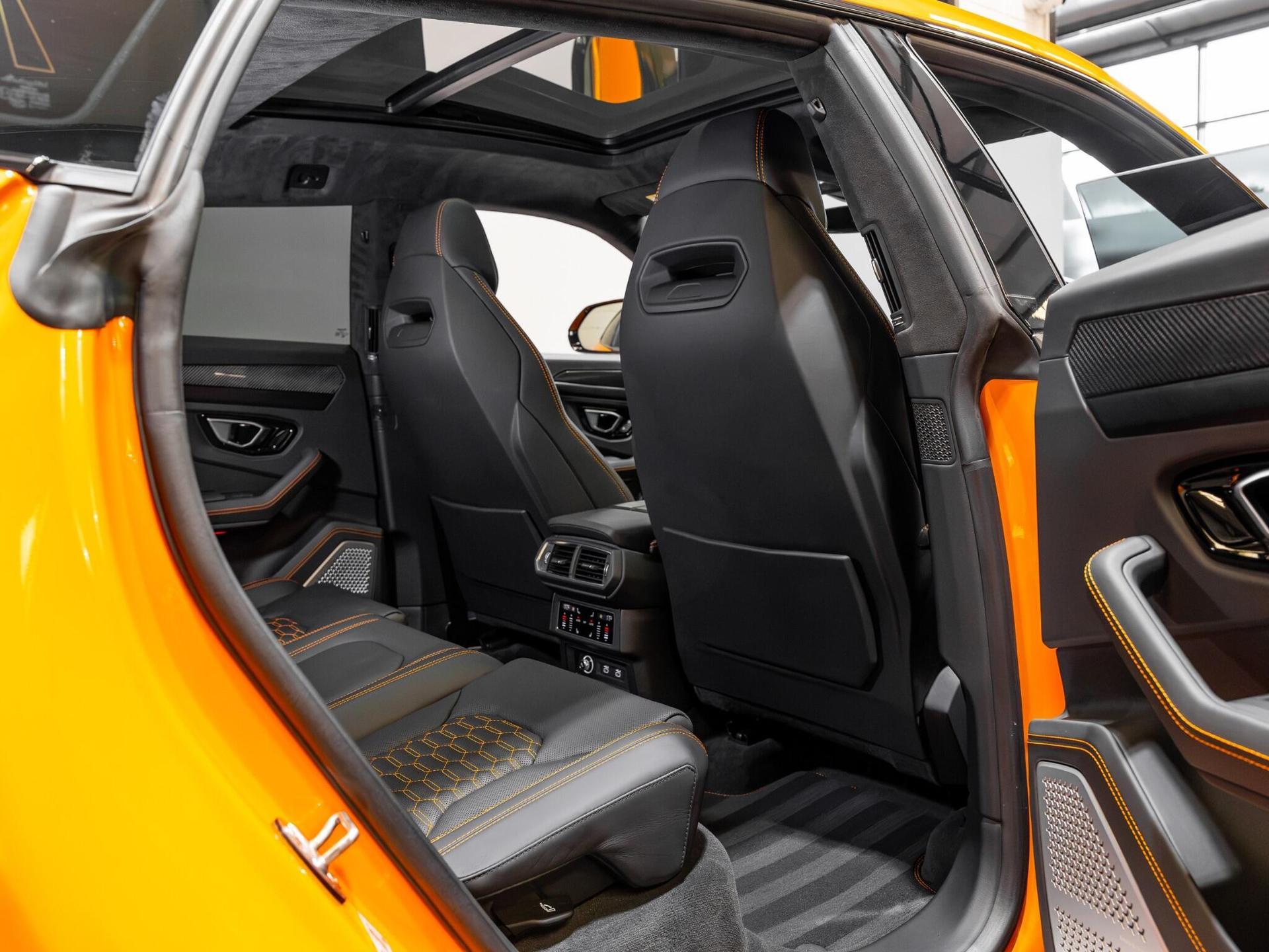 An interior shot of the seats rear on a 2023 Lamborghini Urus