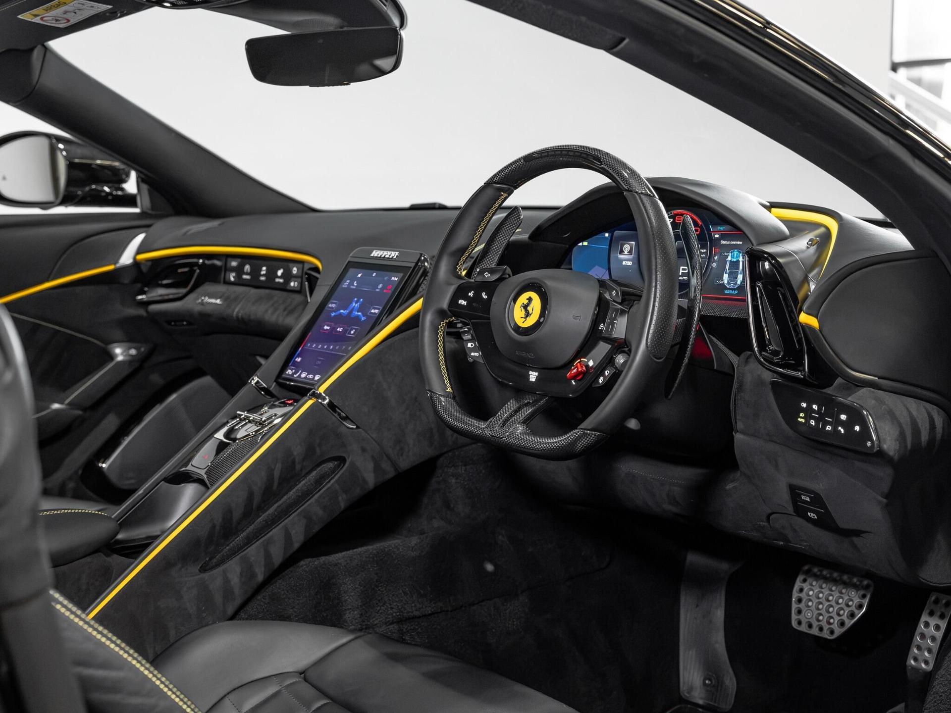 An interior shot of the interior front on a 2021 Ferrari Roma