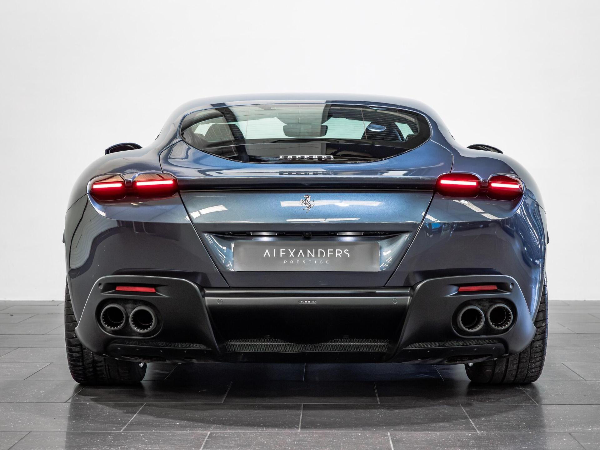 An exterior shot of the rear on a 2022 Ferrari Roma