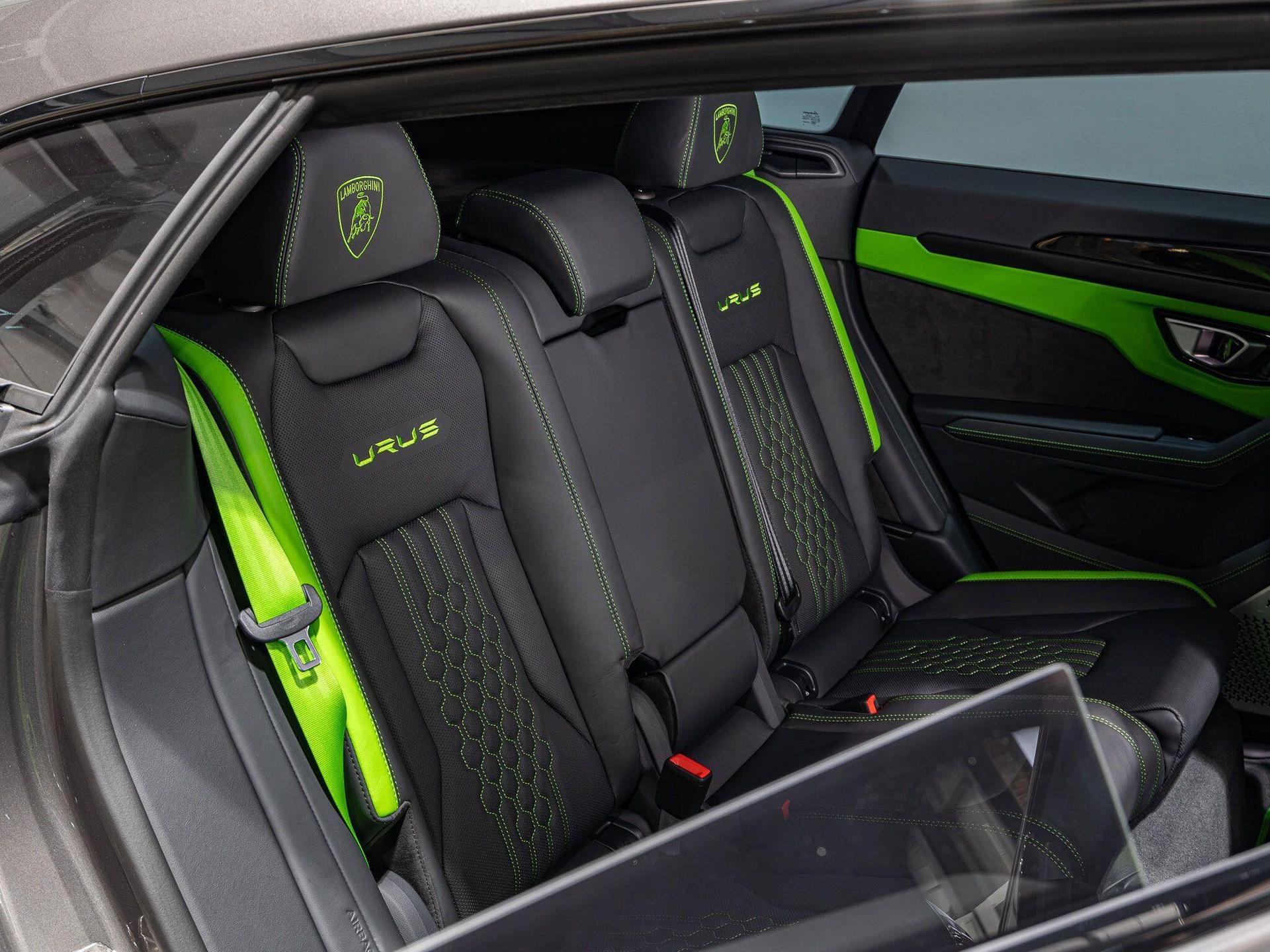 An interior shot of the seats rear on a 2024 Lamborghini Urus