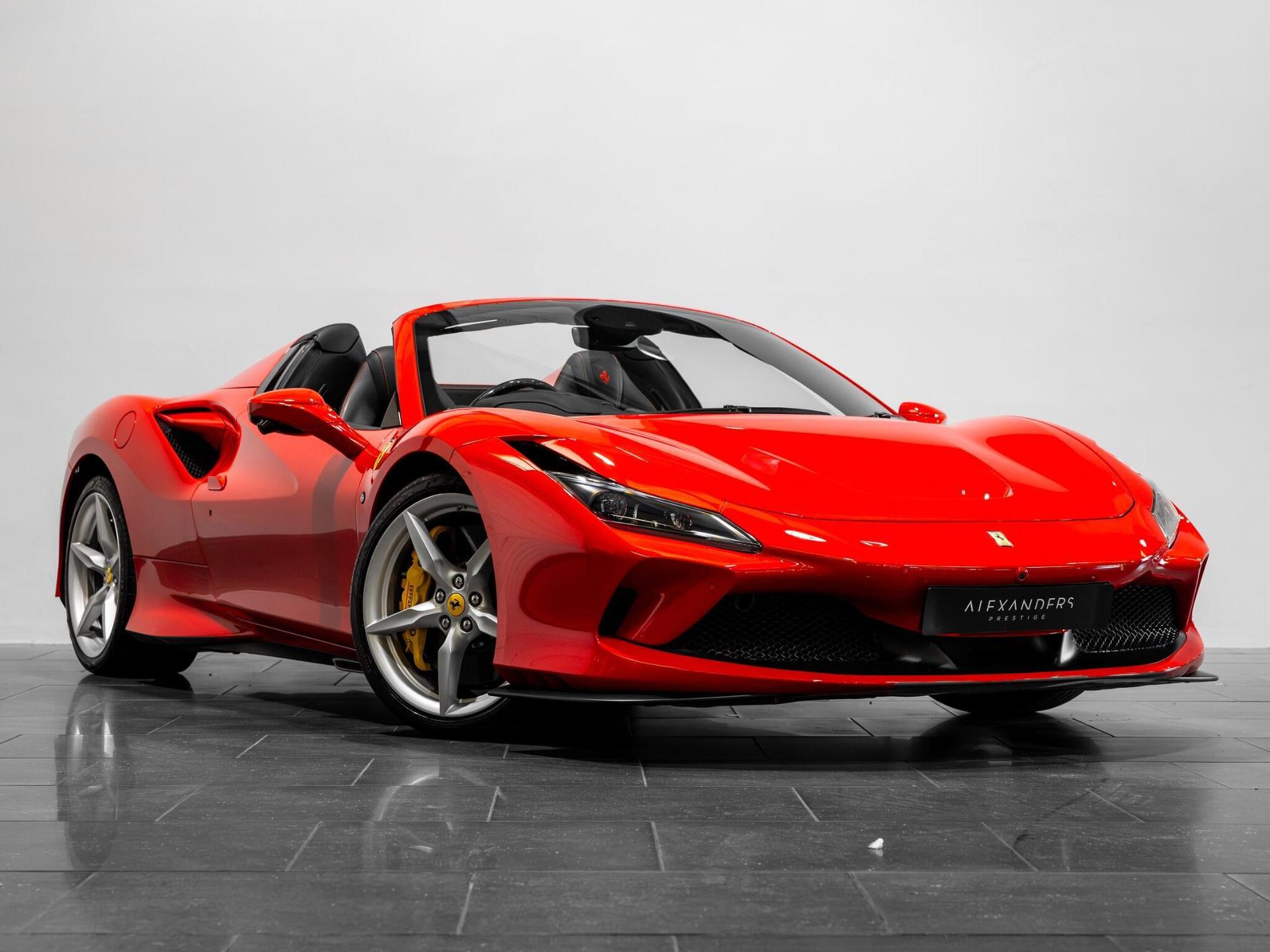 An exterior shot of the front right on a 2022 Ferrari F8 Spider