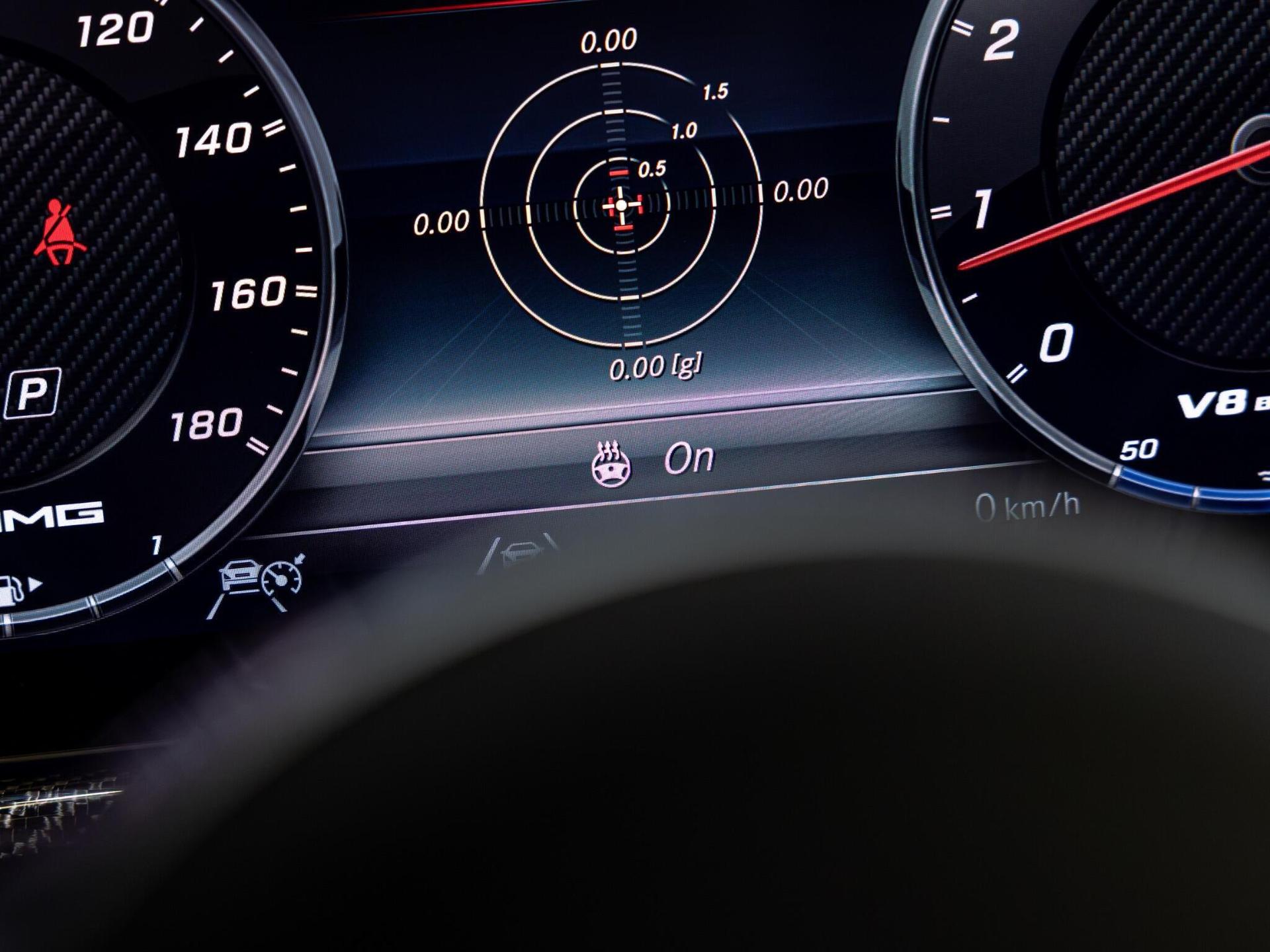 An interior shot of the driver instruments on a 2023 Mercedes-Benz G Class